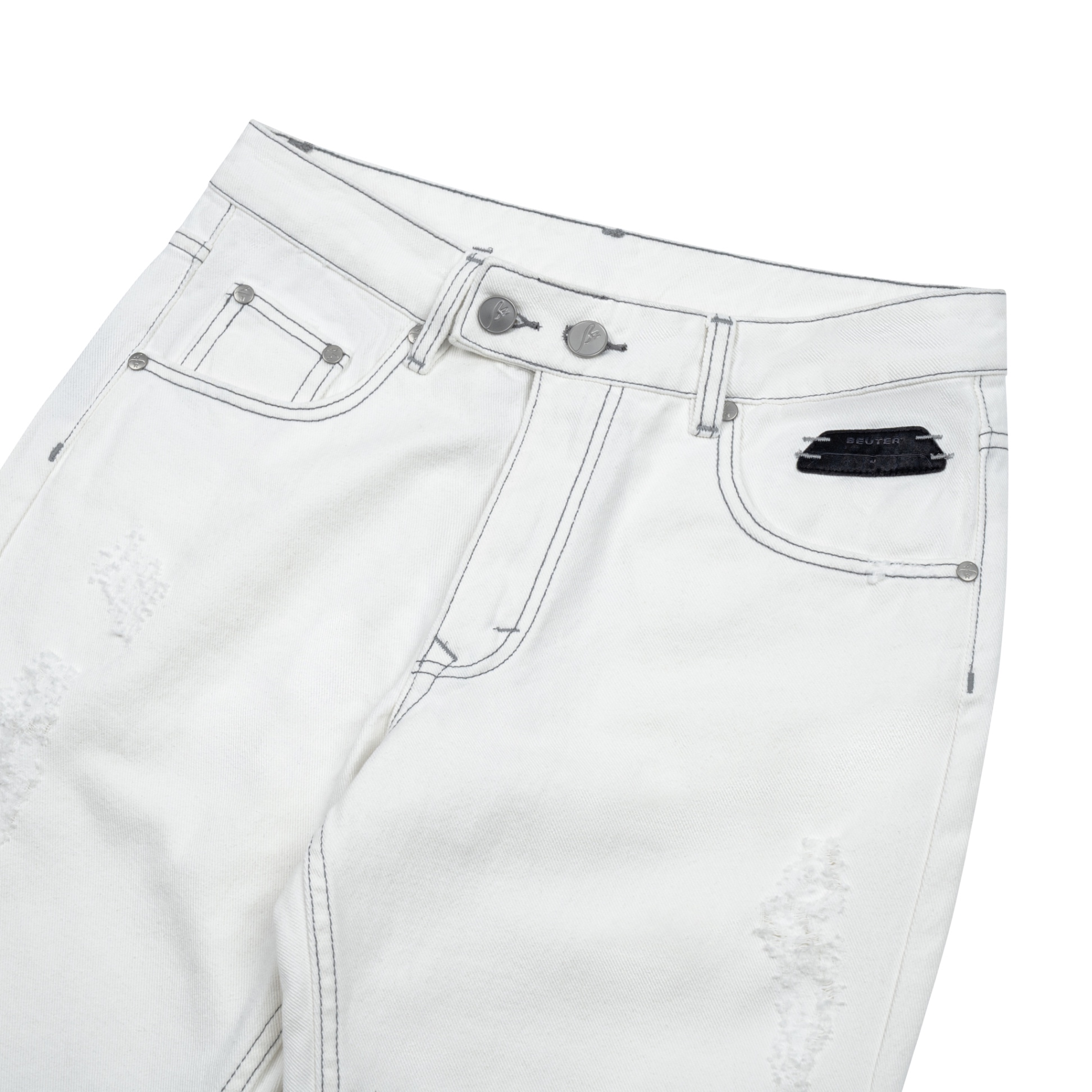 BEUTER® FLARE RAW DENIM JEANS - OFF-WHITE