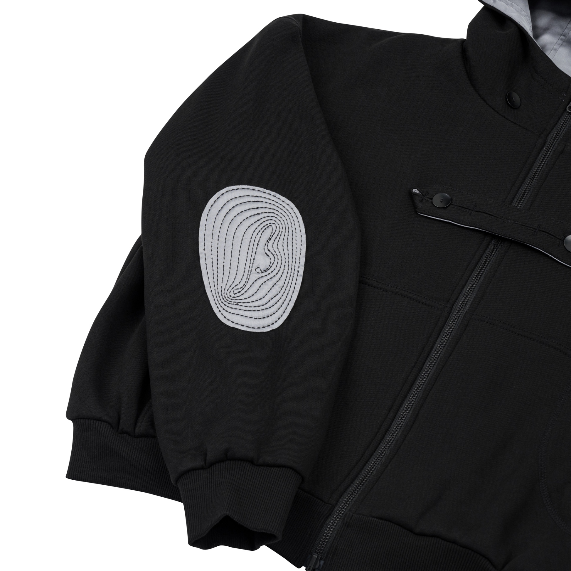 BEUTER® REVERSIBLE SILK ELBOW PATCH HOODIE - BLACK