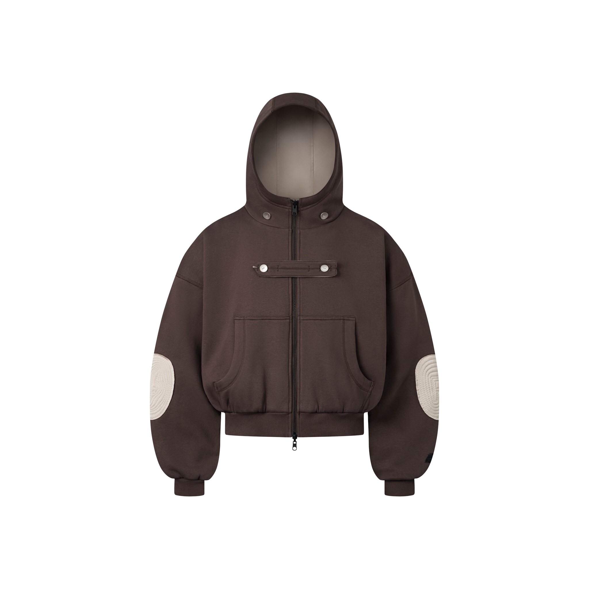 BEUTER® REVERSIBLE SILK ELBOW PATCH HOODIE - BROWN