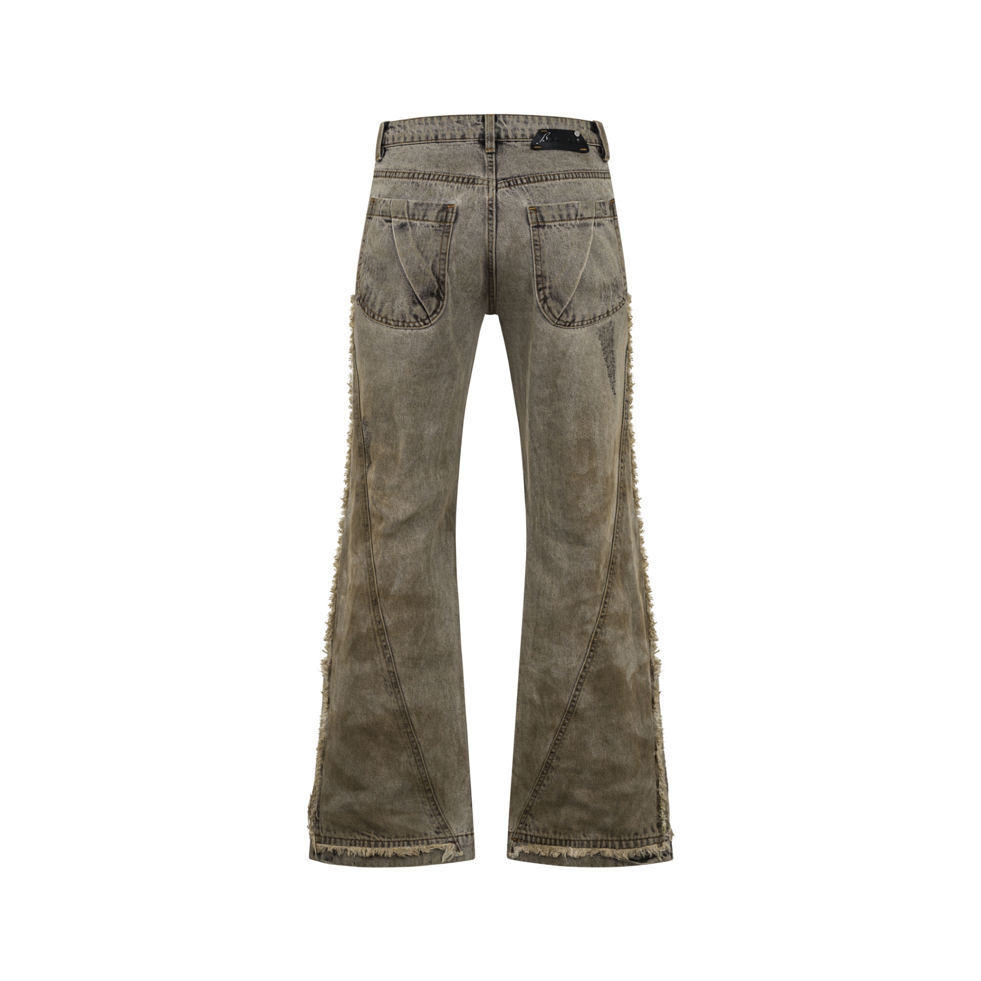 BEUTER® HANDCRAFTED WASHED DOUBLE KNEE FLARE JEANS - GREY