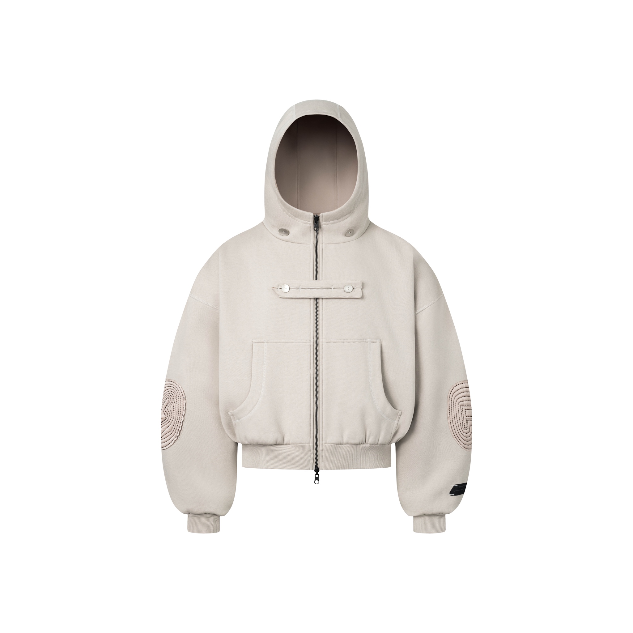 BEUTER® REVERSIBLE SILK ELBOW PATCH HOODIE - BEIGE