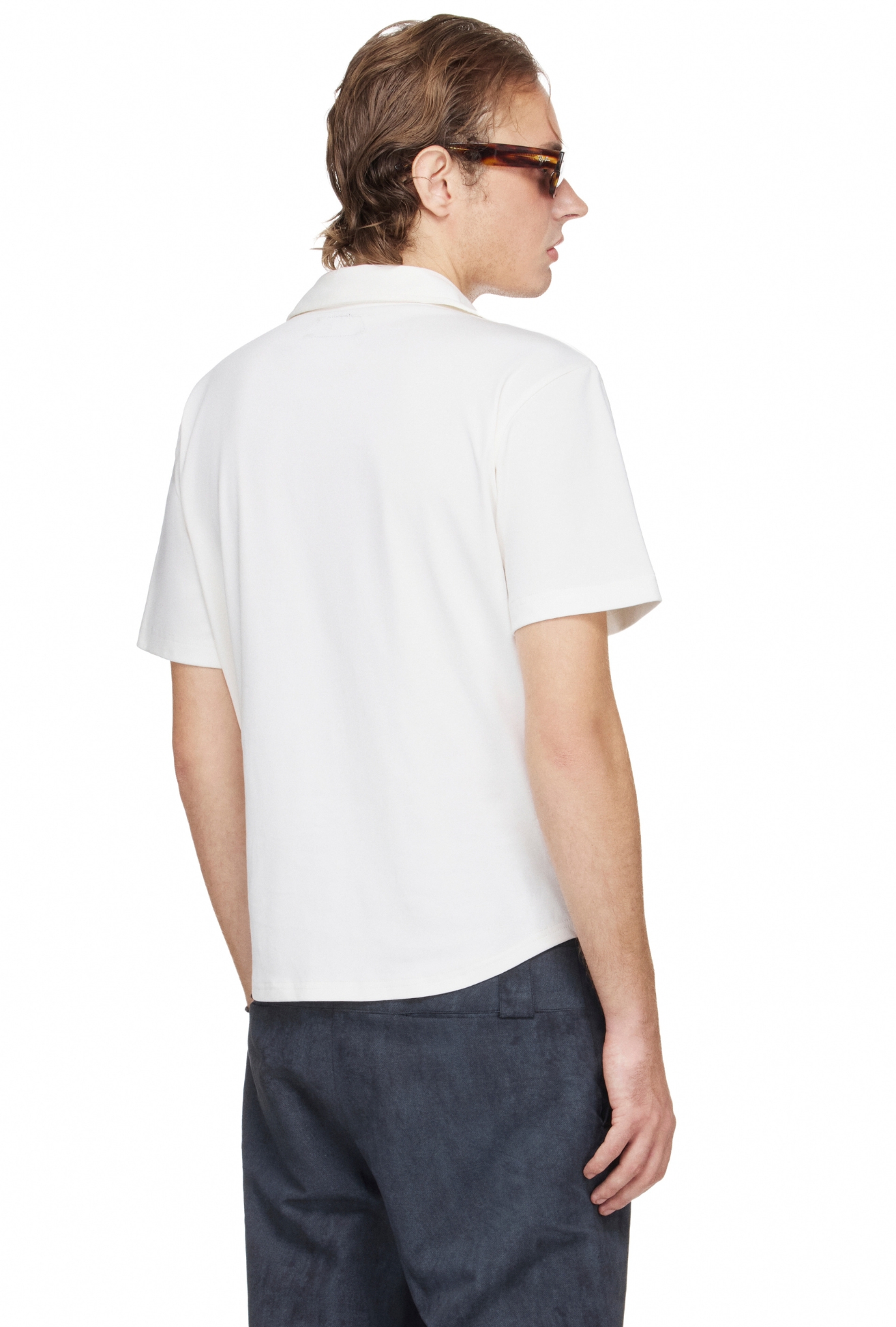 BEUTER® SHAPED RELAXED FIT COLLARED SPLIT-NECK POLO - WHITE