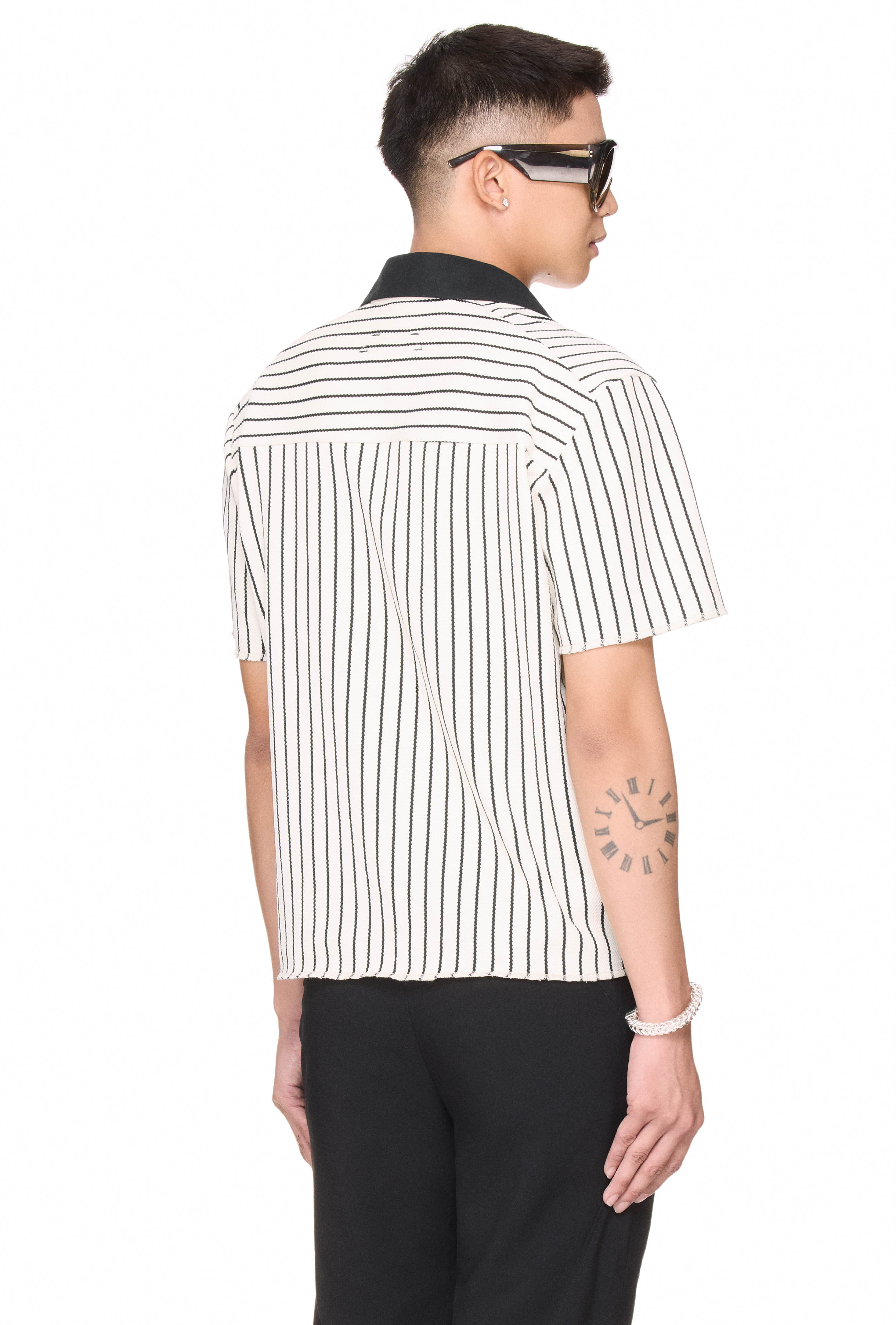 BEUTER® HALF ZIP STRIPED POLO - WHITE