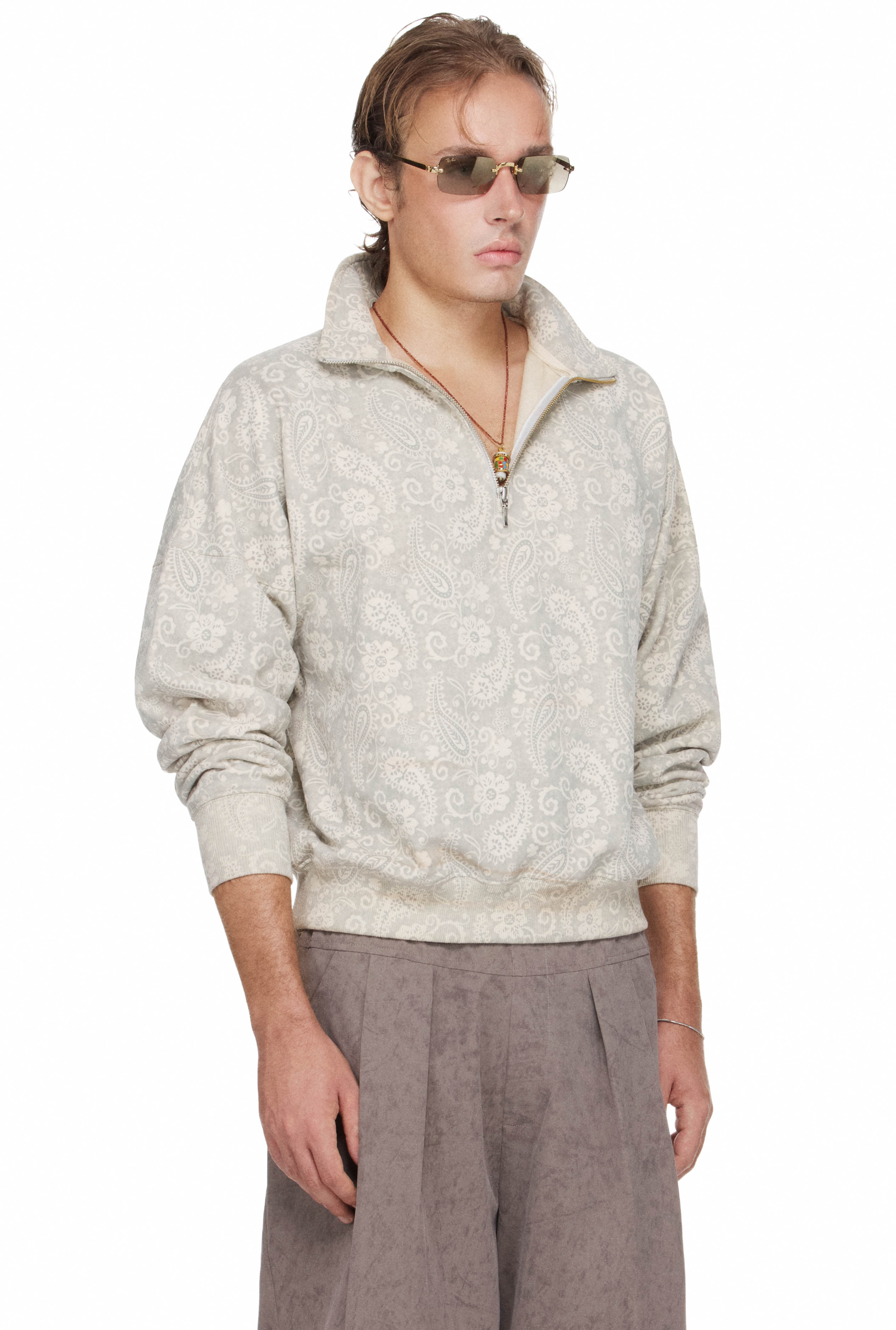 BEUTER® MS DUST BLOOM HALF-ZIP SWEATER - BEIGE