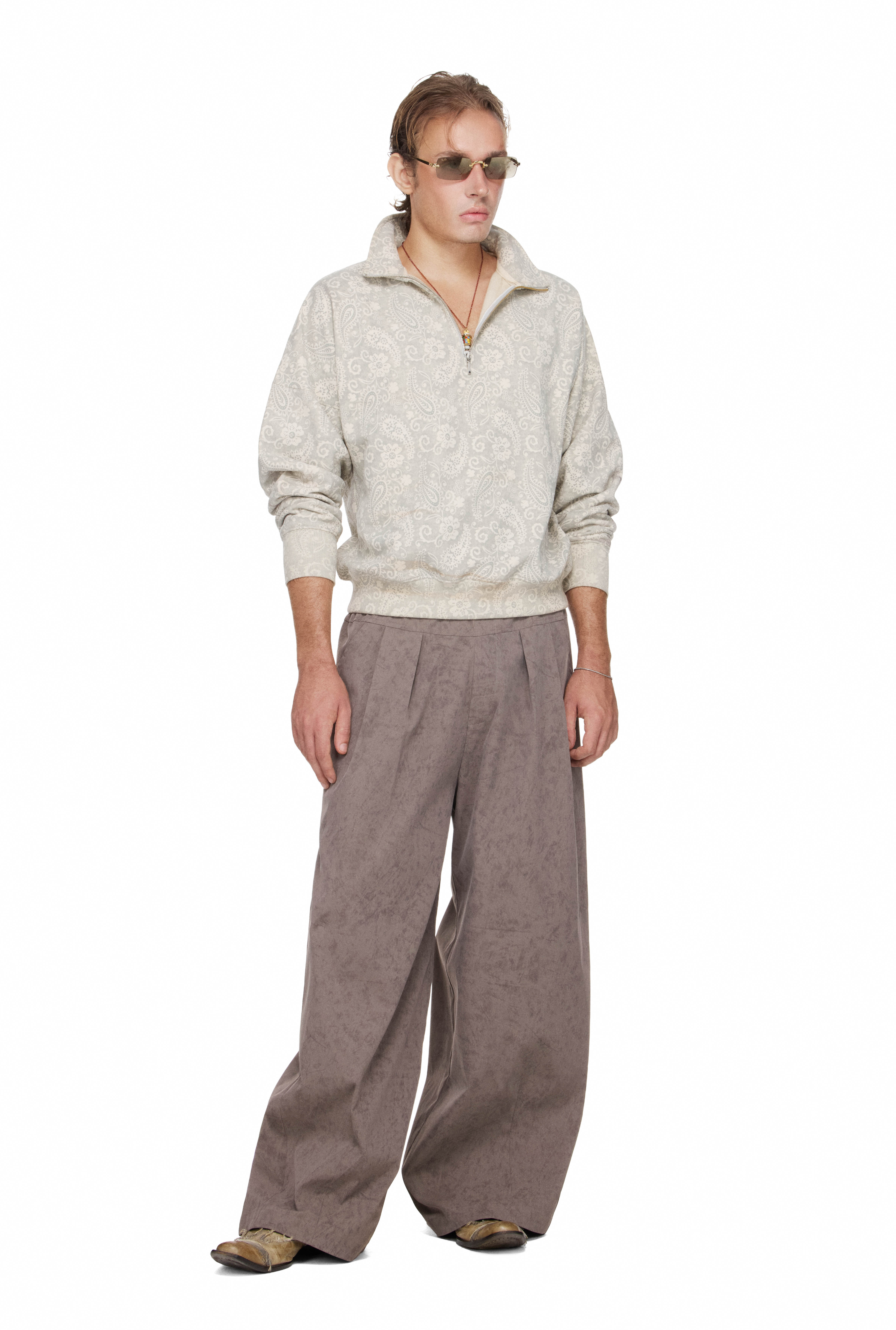 BEUTER® MS DUST BLOOM HALF-ZIP SWEATER - BEIGE