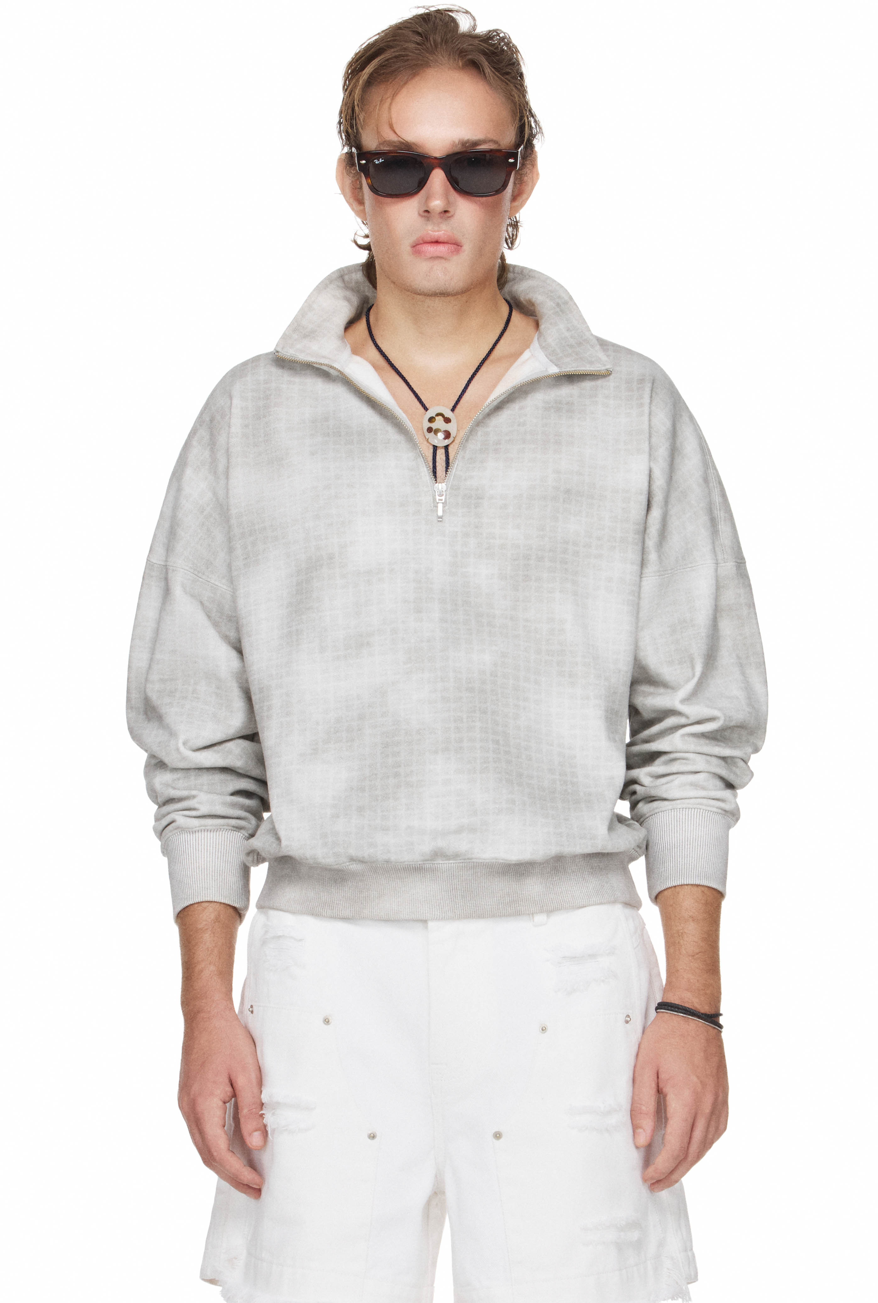 BEUTER® MS DUST CHECK HALF-ZIP SWEATER - GREY