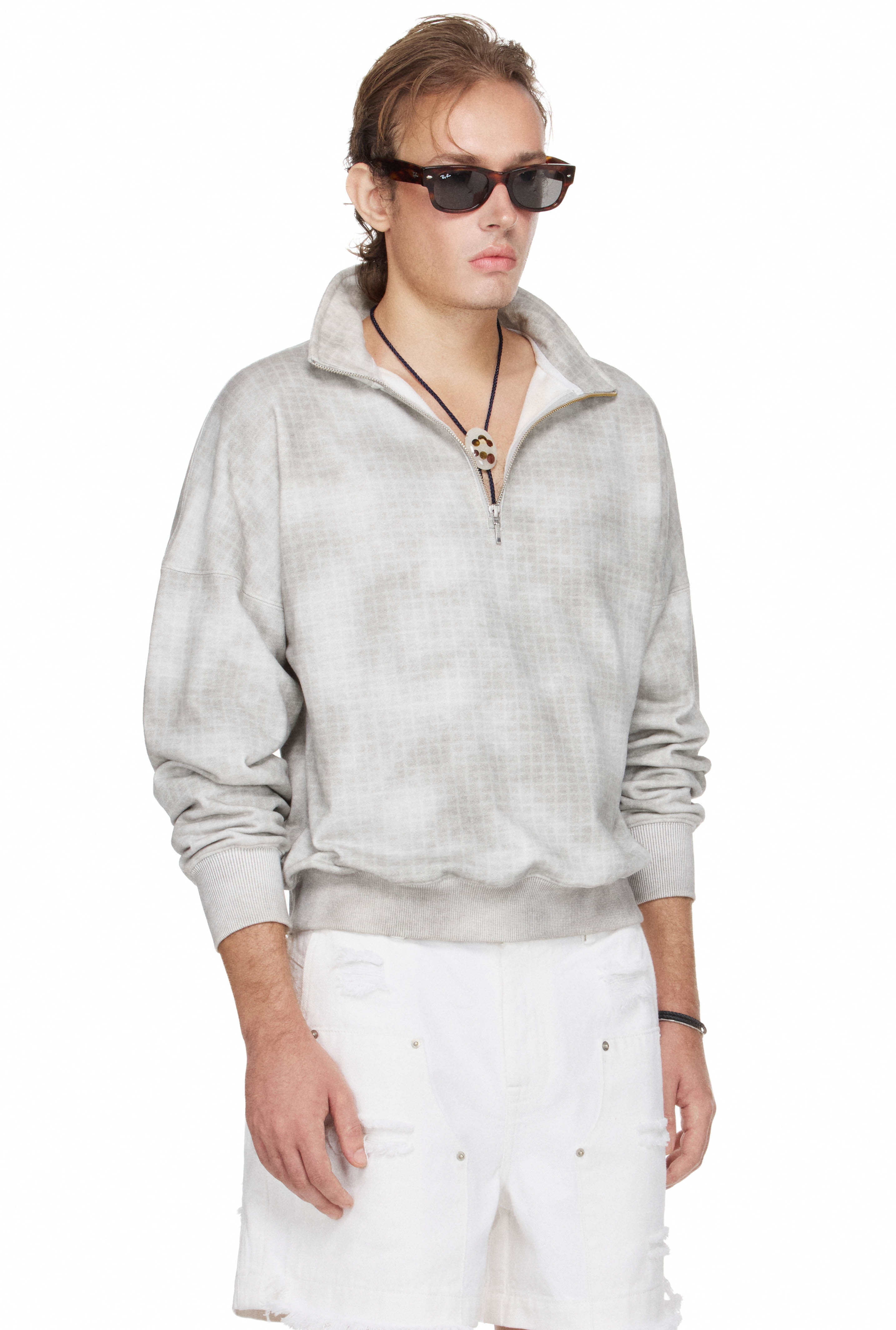 BEUTER® MS DUST CHECK HALF-ZIP SWEATER - GREY