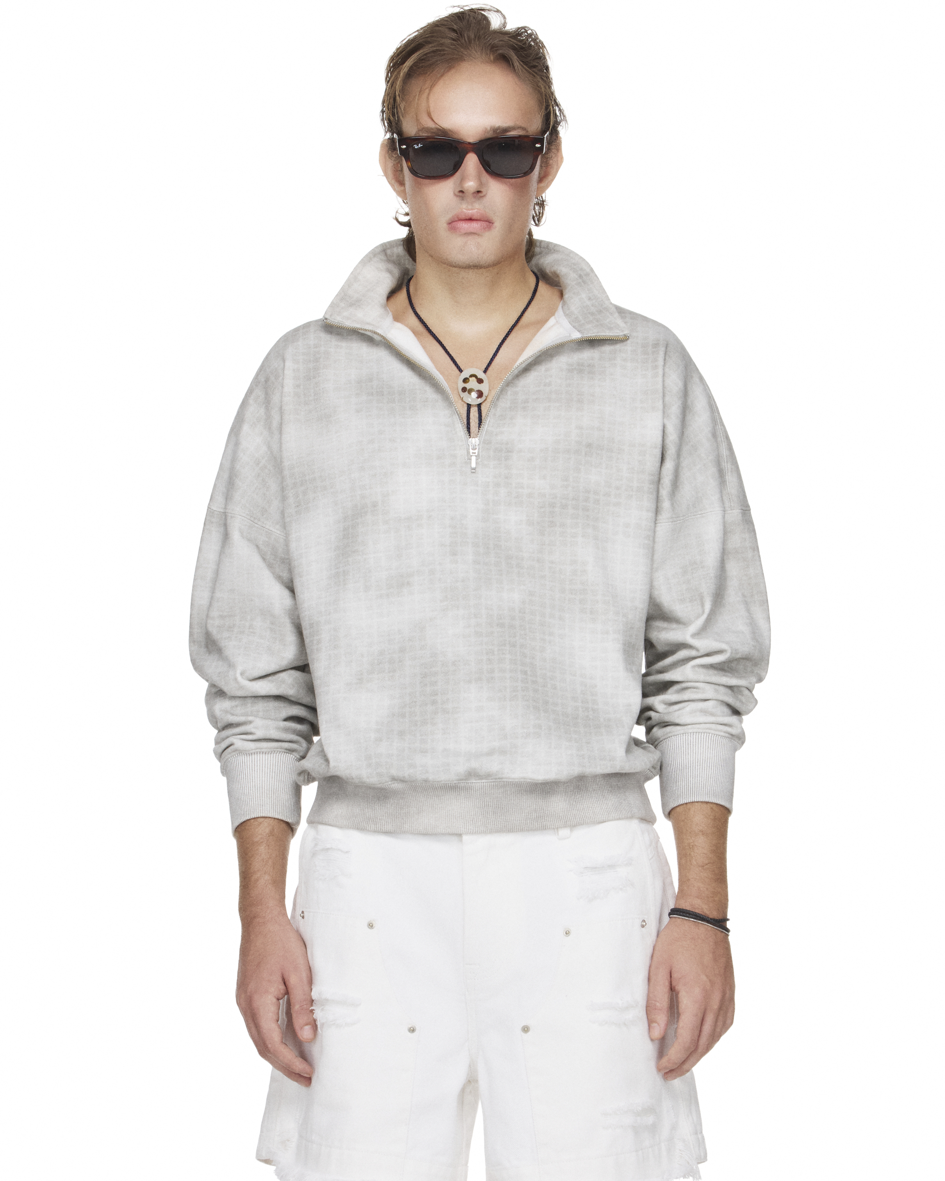 BEUTER® MS DUST CHECK HALF-ZIP SWEATER - GREY