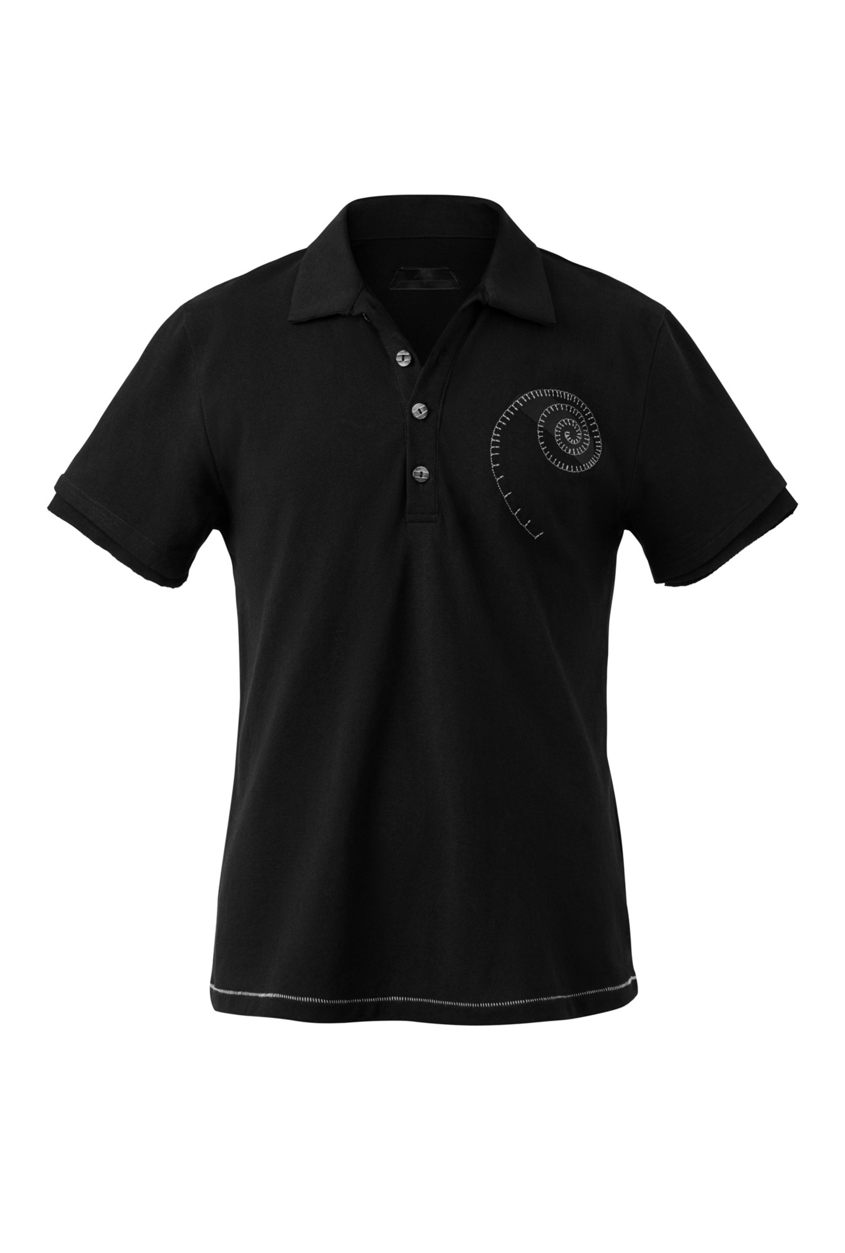 BEUTER® MS EMBROIDERED ‘Spiral Label’ SLIM POLO - BLACK