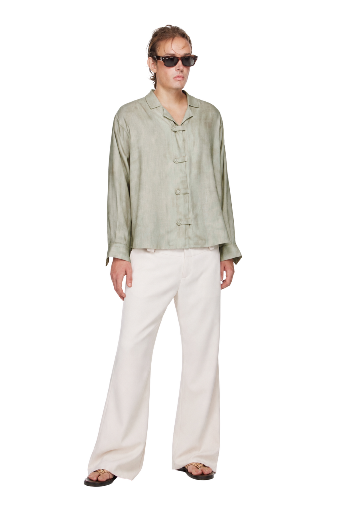 BEUTER® MS RELAXED BELTED SHIRT - SAGE GREEN
