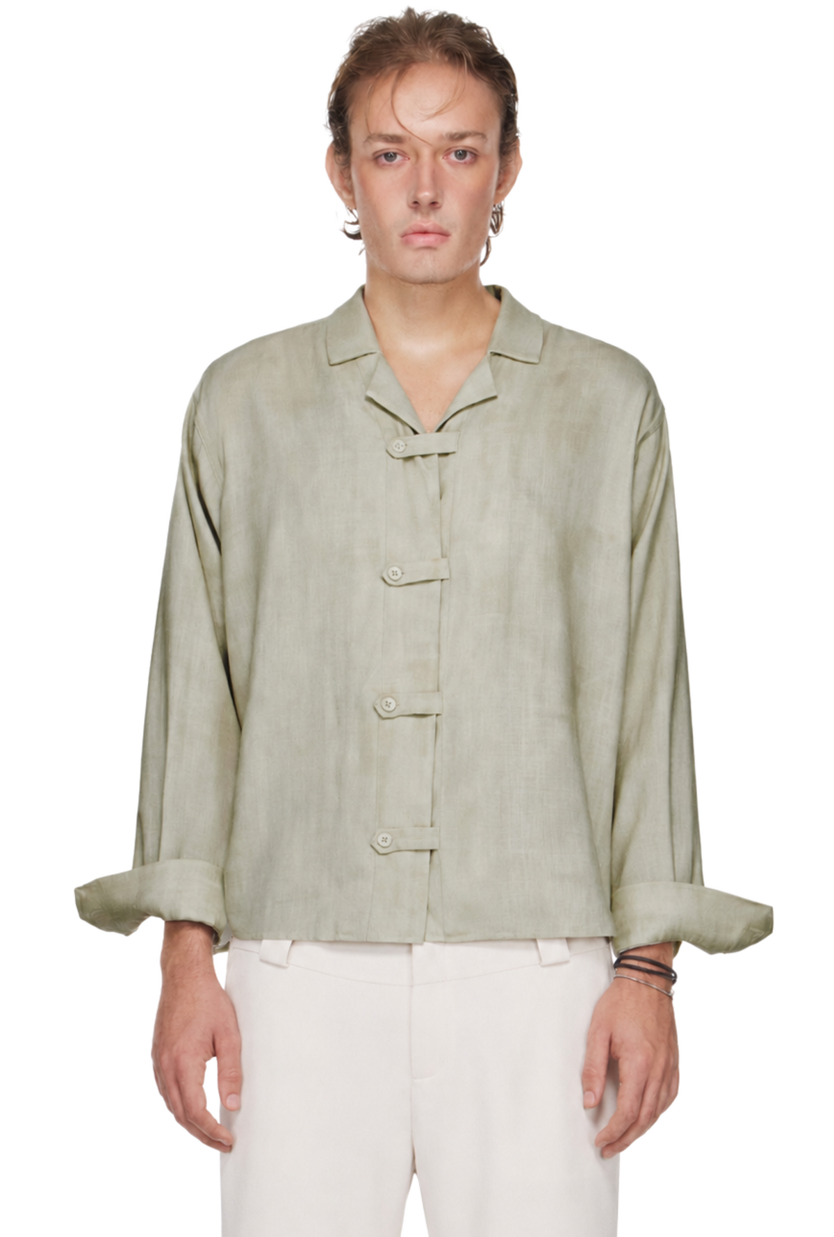 BEUTER® MS RELAXED BELTED SHIRT - SAGE GREEN