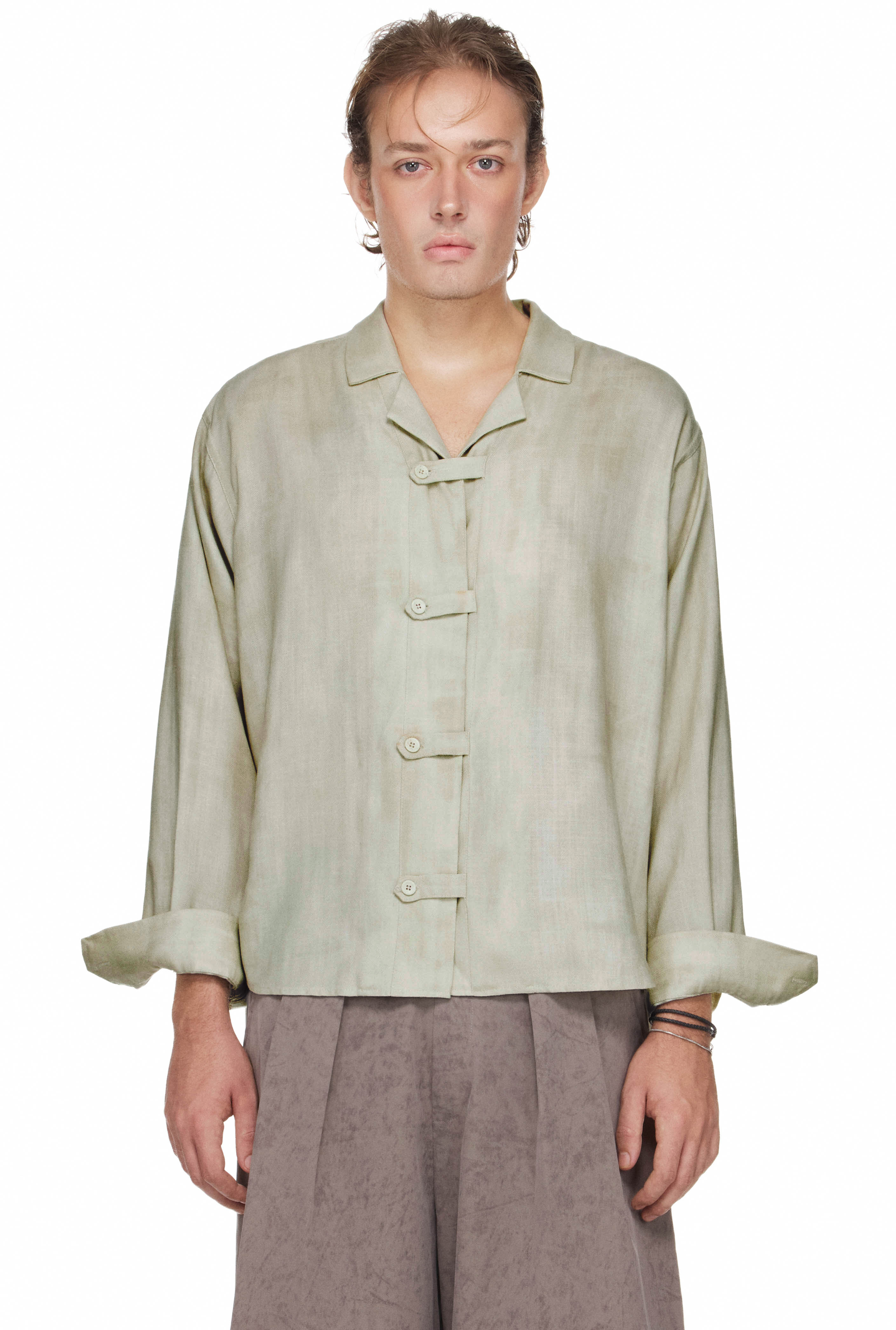 BEUTER® MS RELAXED BELTED SHIRT - SAGE GREEN