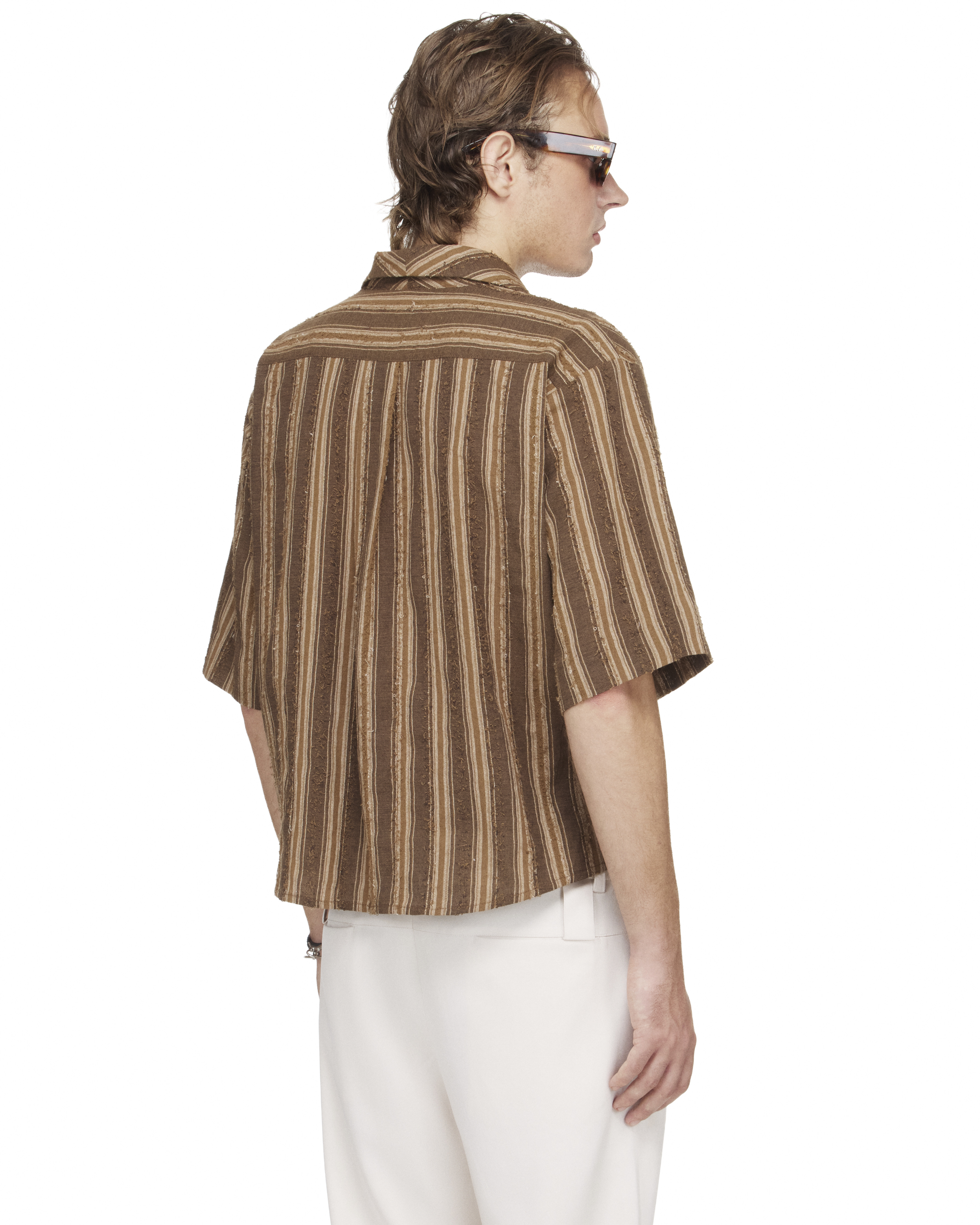 BEUTER® MS STRIPED MID-SLEEVE SHIRT - BROWN