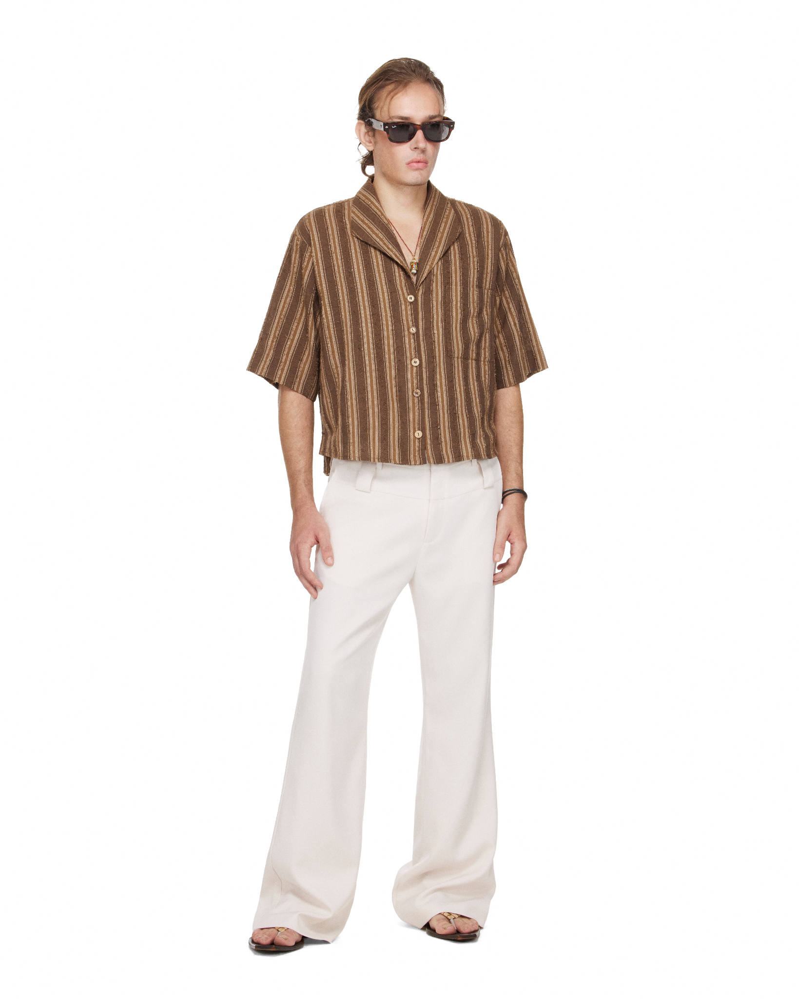 BEUTER® MS STRIPED MID-SLEEVE SHIRT - BROWN