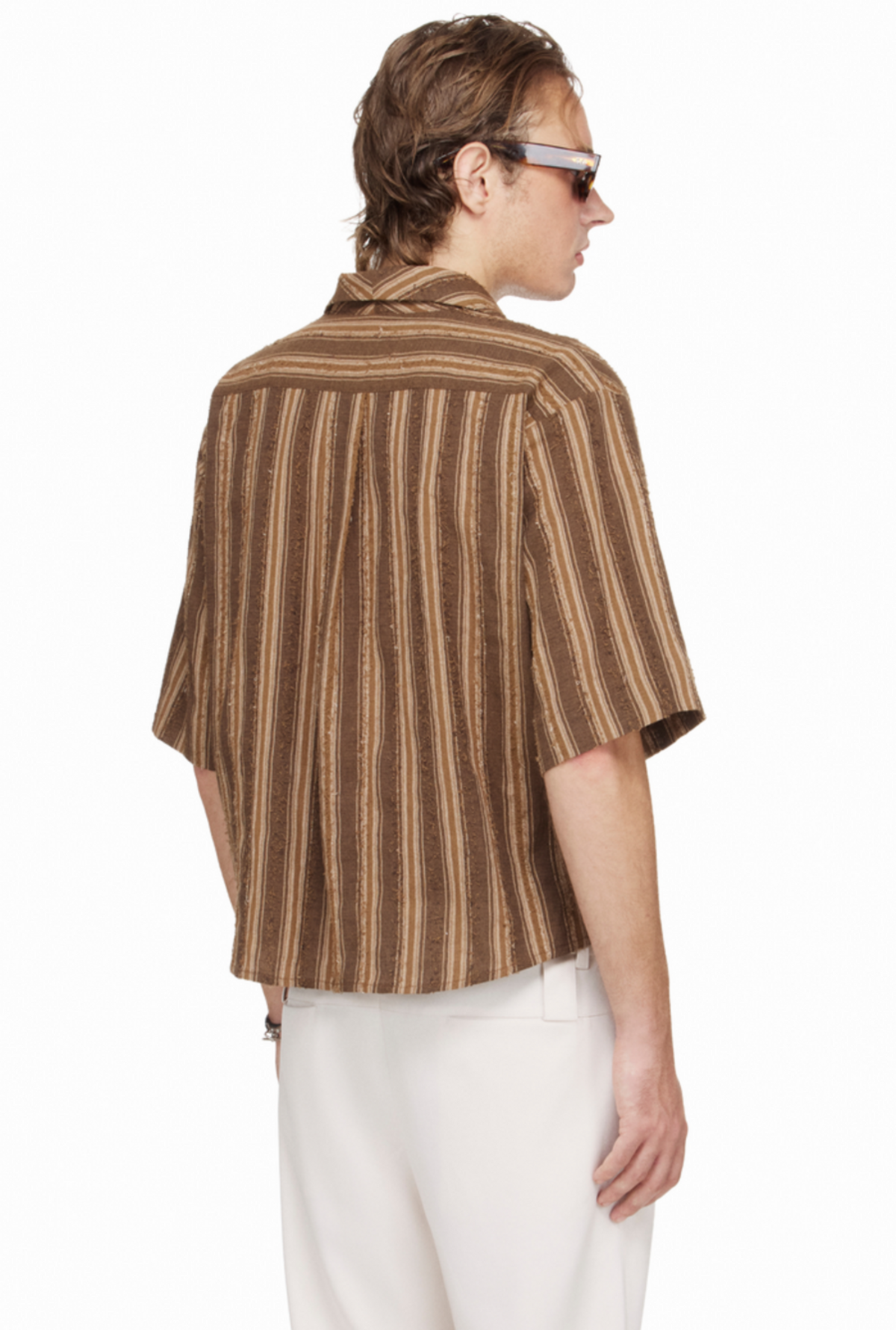 BEUTER® MS STRIPED MID-SLEEVE SHIRT - BROWN