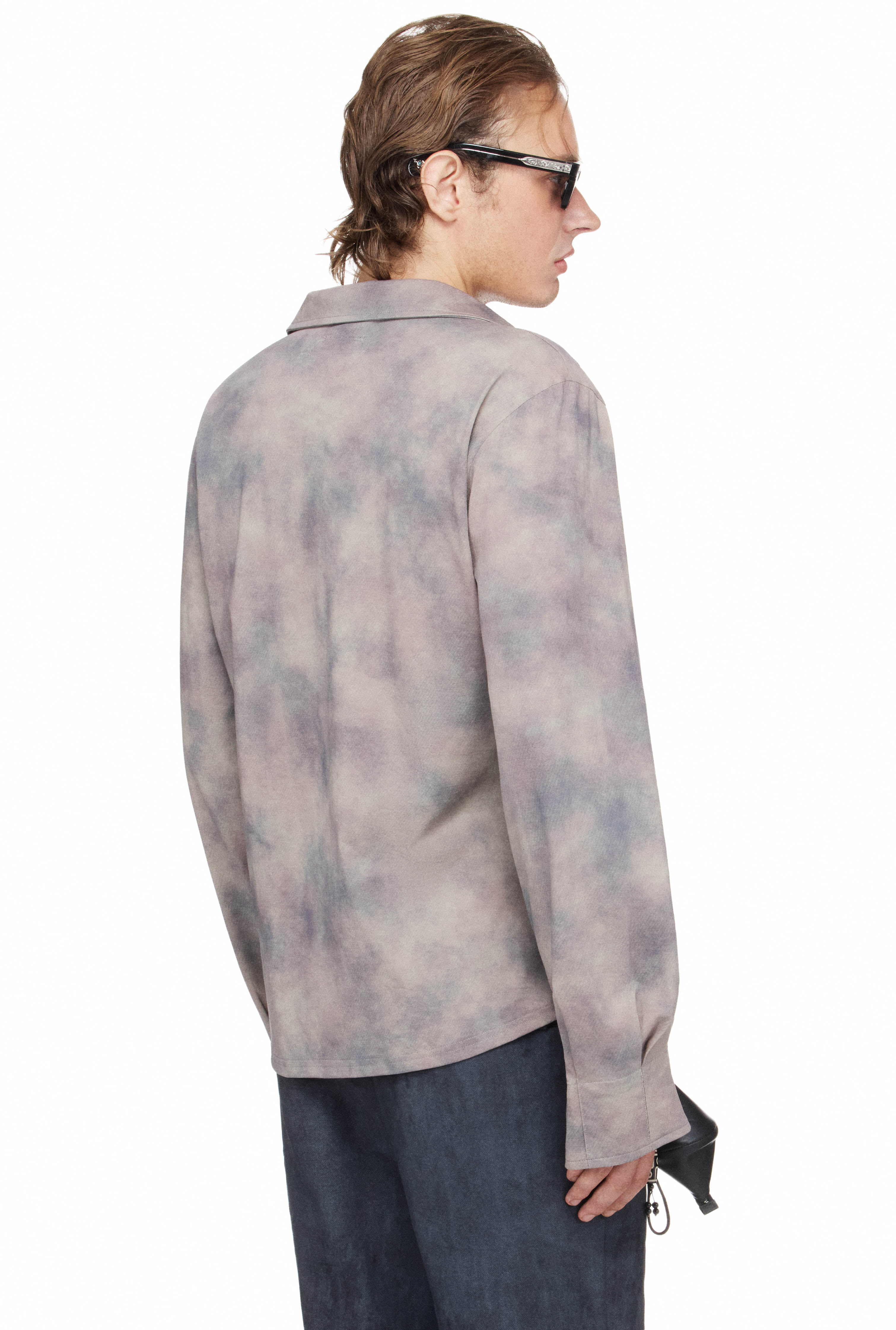 BEUTER® SHAPED RELAXED COLLARED SPLIT-NECK LONG SLEEVE POLO - GREY