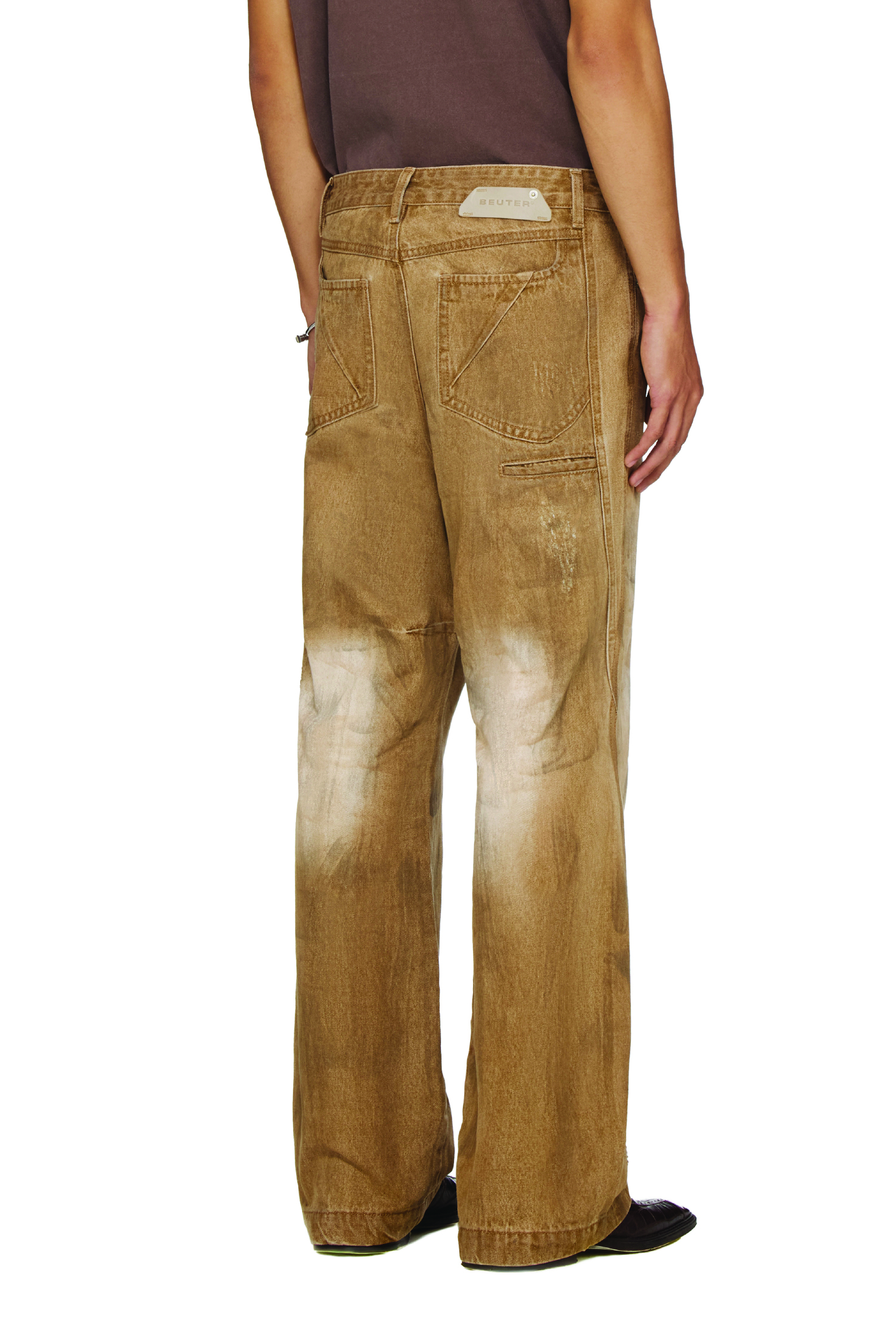 BEUTER® WASHED DISTRESSED STRAIGHT JEANS - BROWN