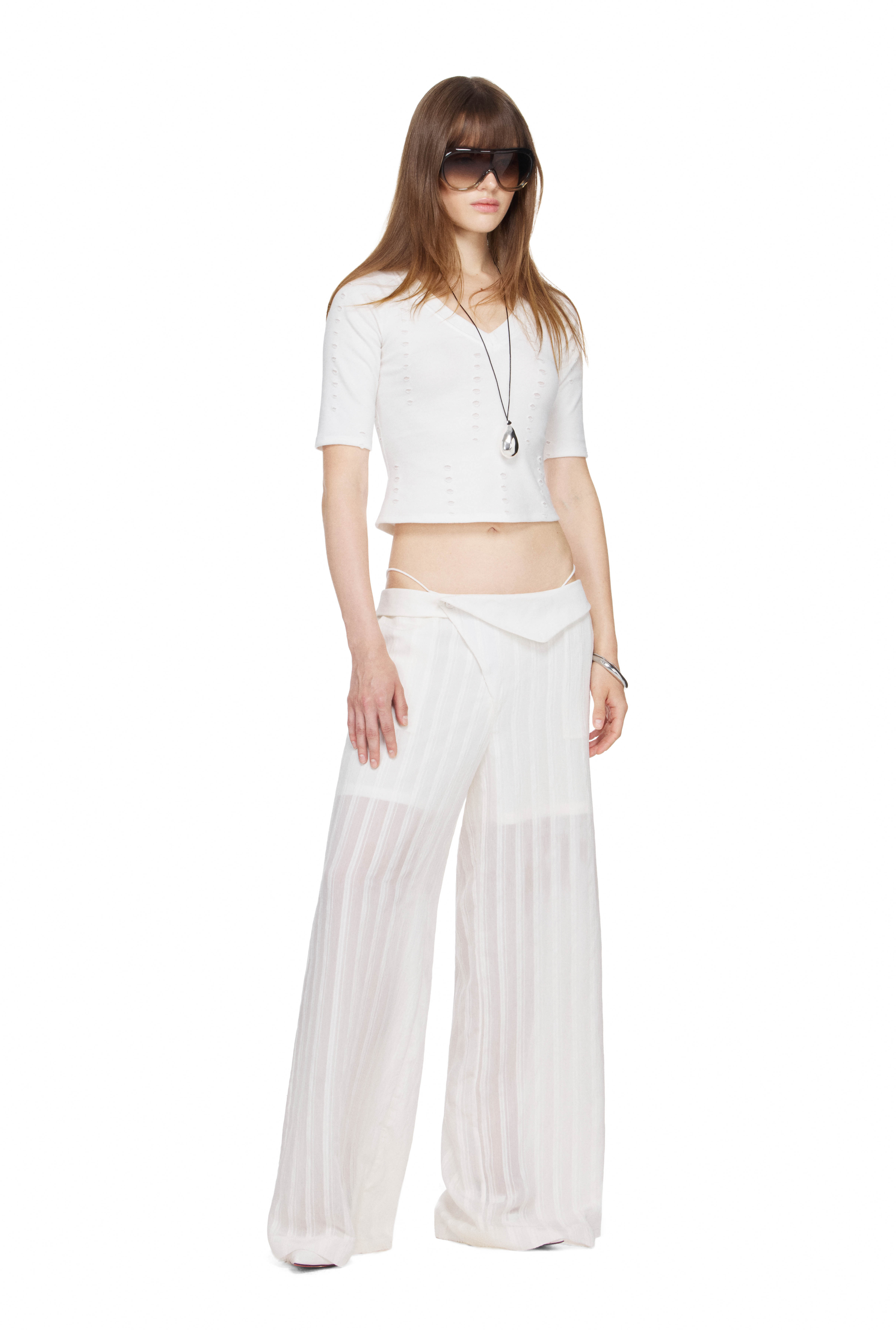 BEUTER® WMNS CURVED-WAIST SHEER PANTS - WHITE