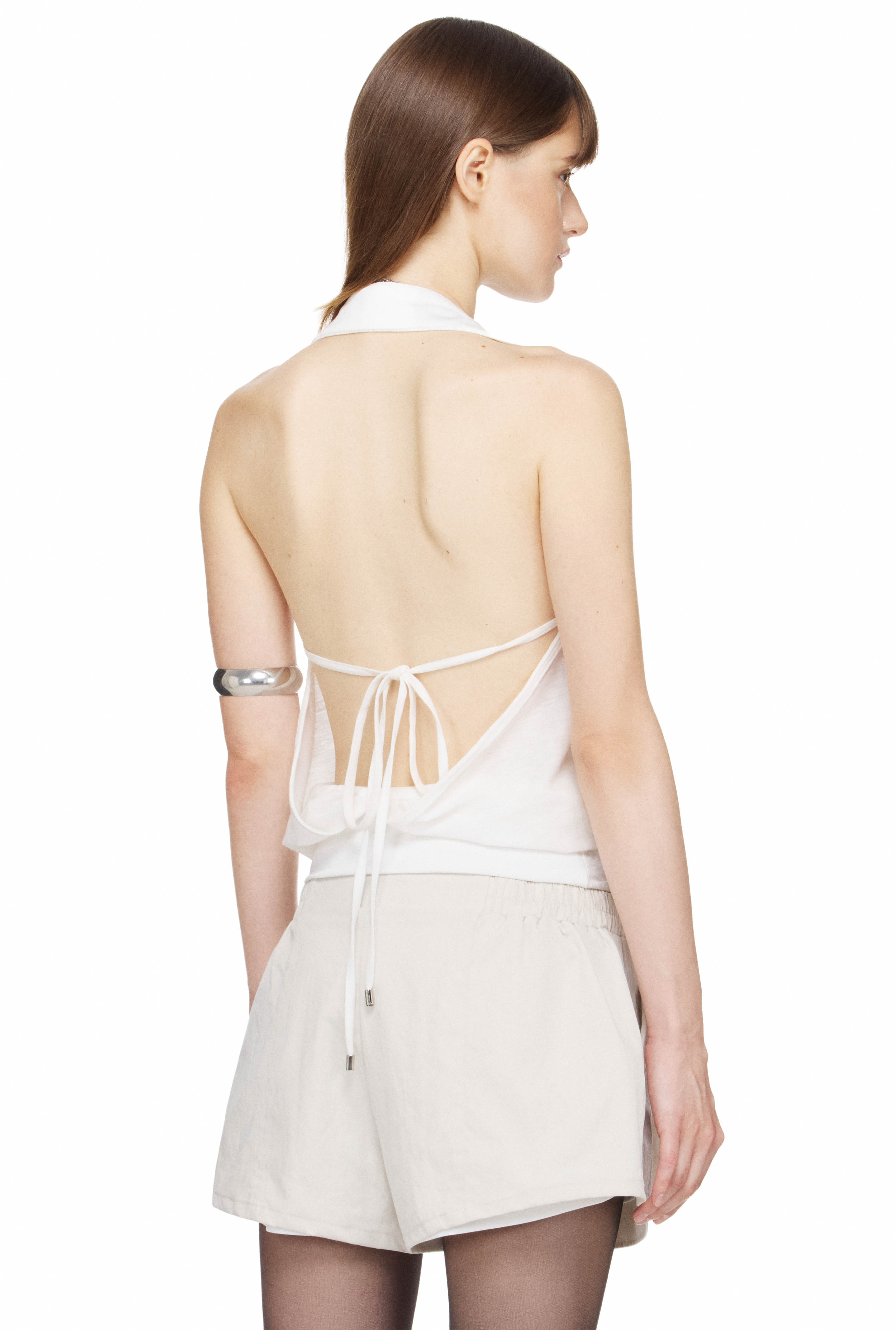 BEUTER® WMNS DEEP-V HALTER POLO TOP - WHITE