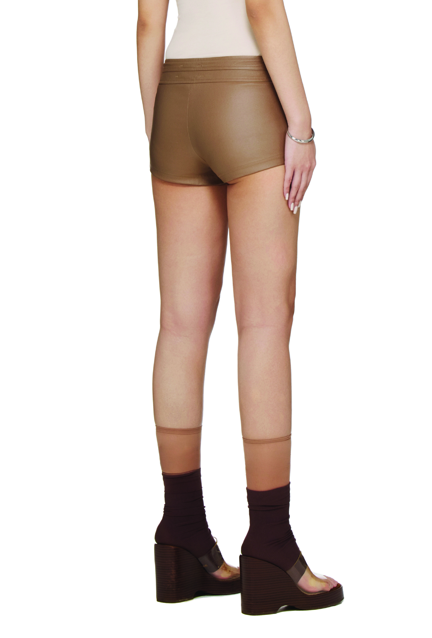 BEUTER® WMNS LEATHER MINI SHORTS - OAK