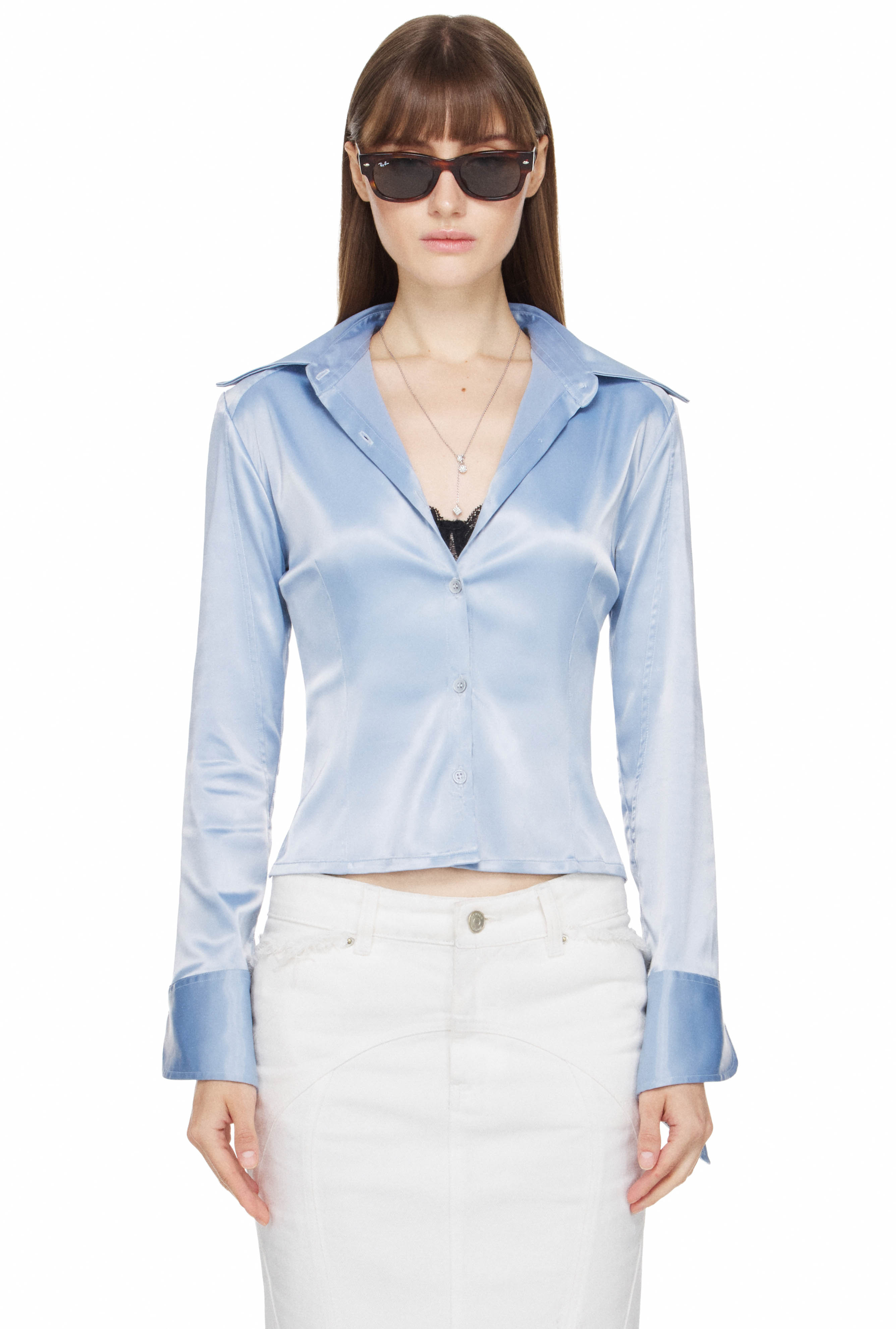 BEUTER® WMNS SATIN SHIRT - ASH BLUE