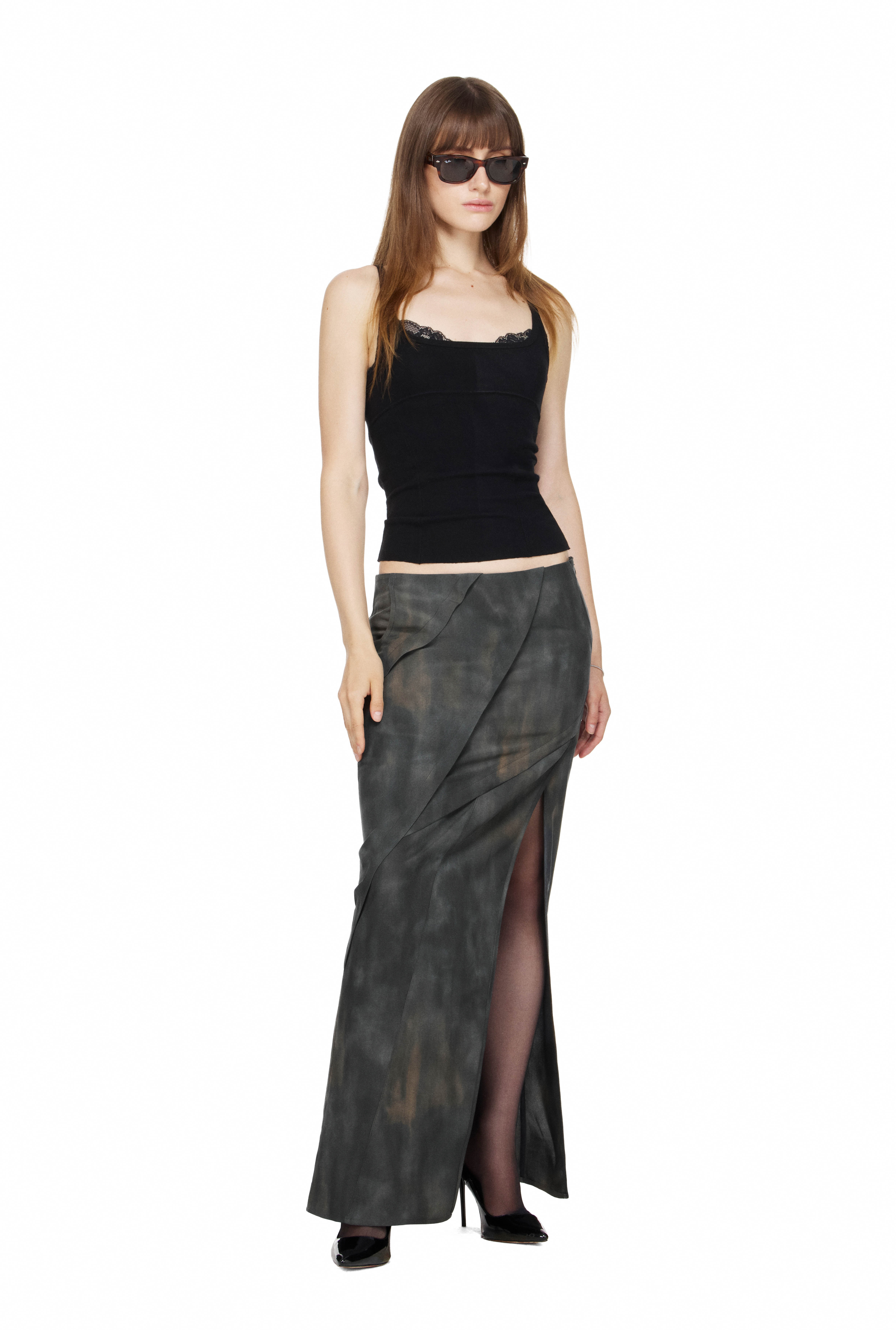 BEUTER® WMNS THIGH-SLIT MAXI SKIRT - BLACK