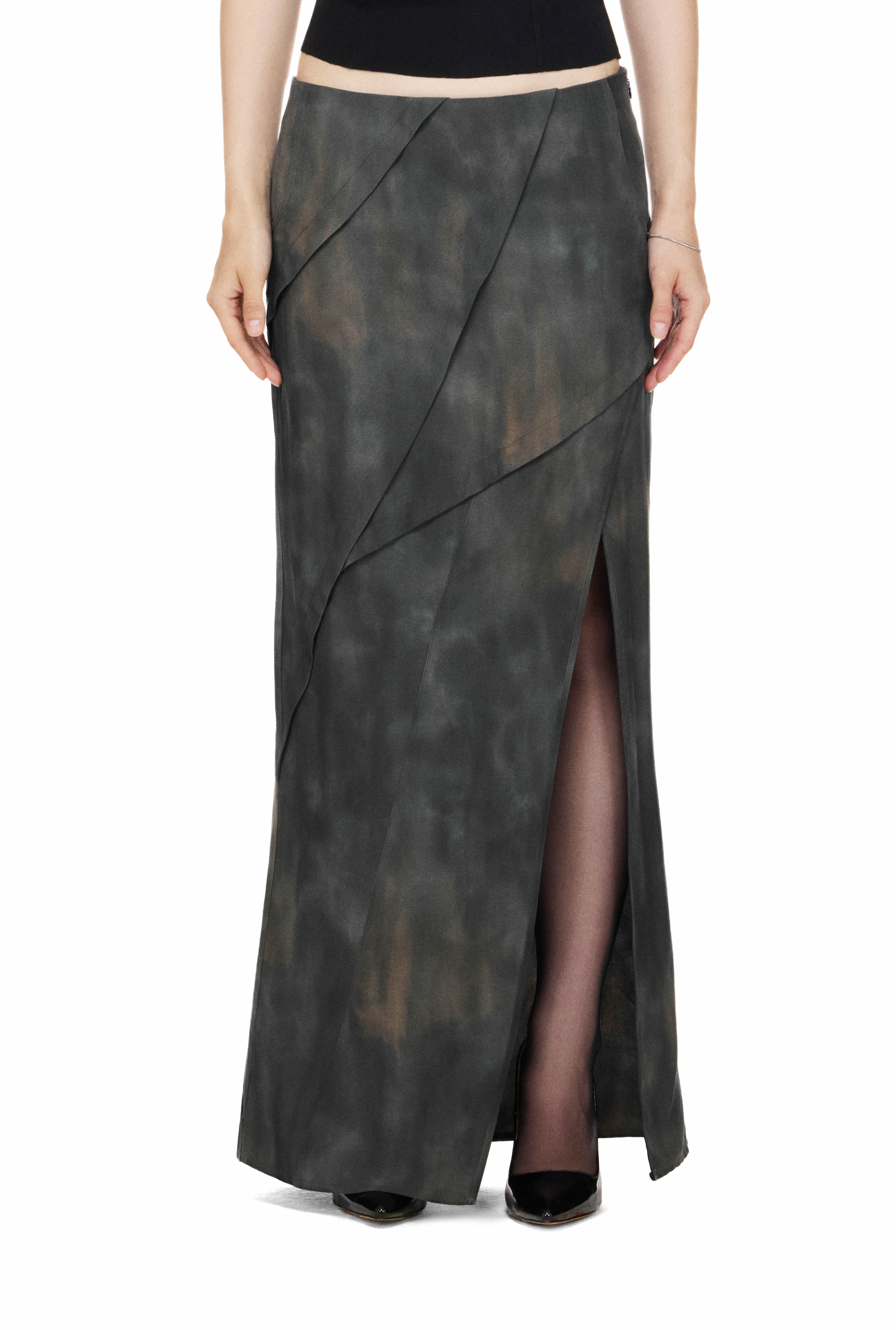 BEUTER® WMNS THIGH-SLIT MAXI SKIRT - BLACK