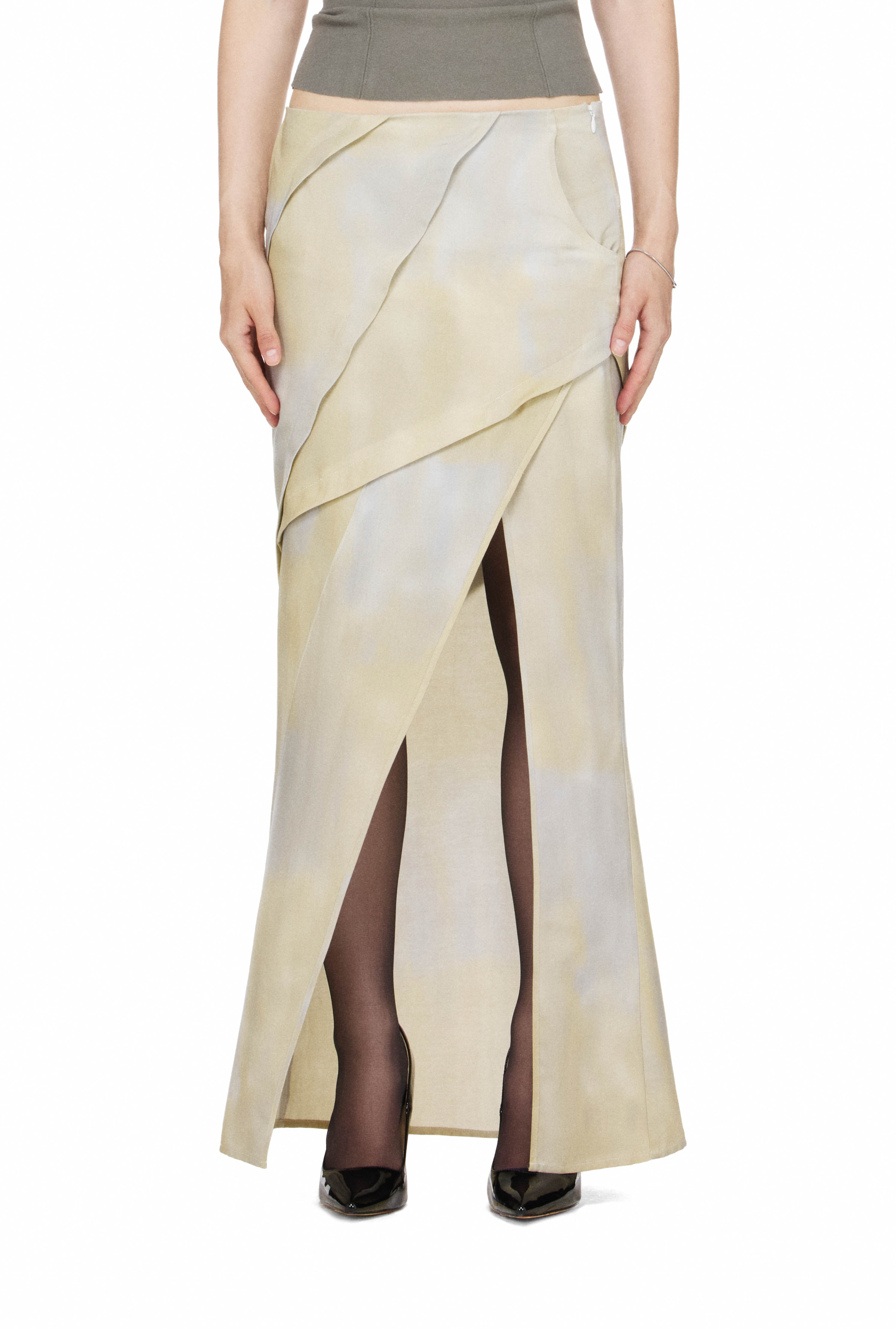 BEUTER® WMNS THIGH-SLIT MAXI SKIRT - GREY