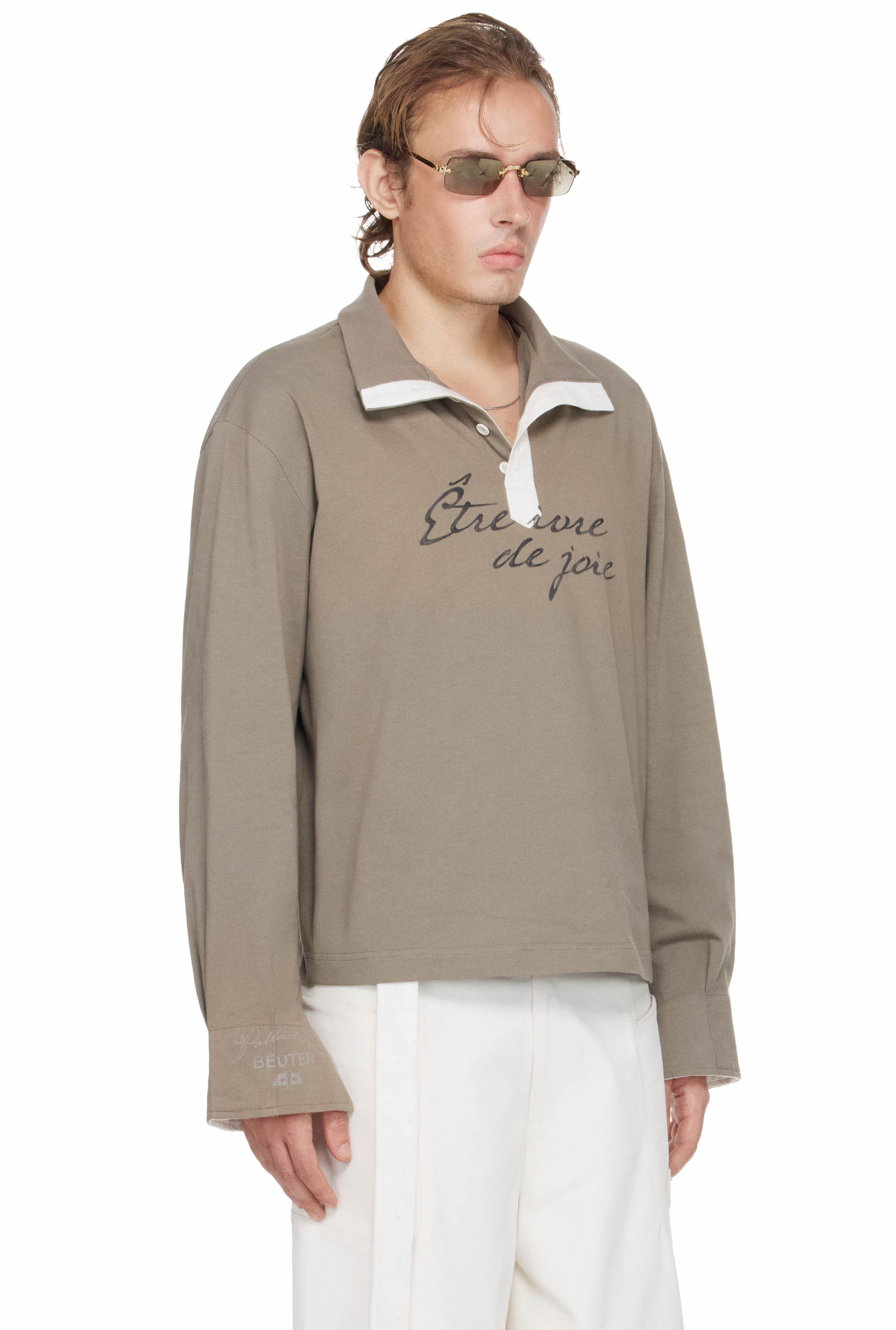 BEUTER® x PALLADIUM ‘Être ivre de joie’ LONG SLEEVE POLO - MOSS GREEN