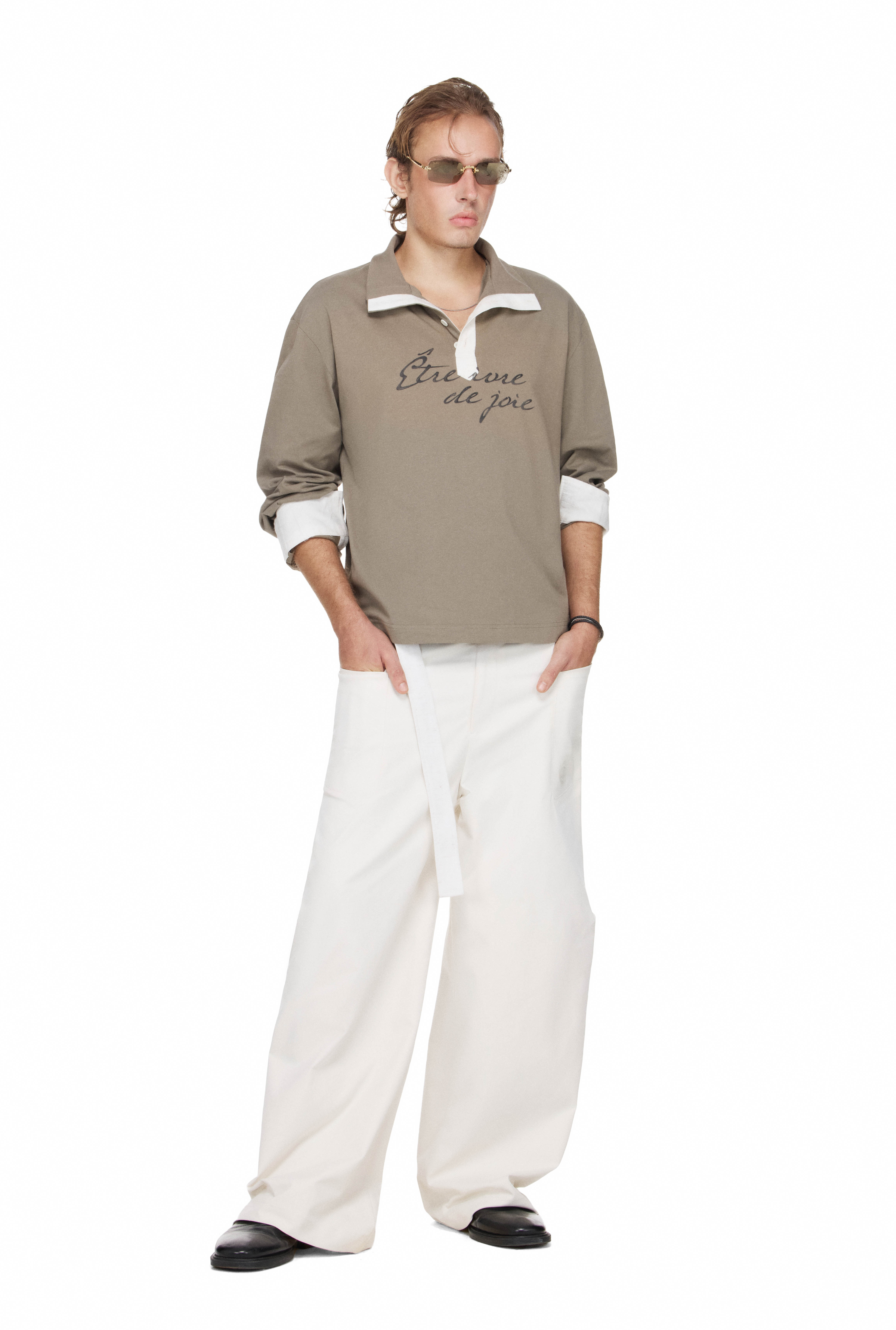 BEUTER® x PALLADIUM ‘Être ivre de joie’ LONG SLEEVE POLO - MOSS GREEN