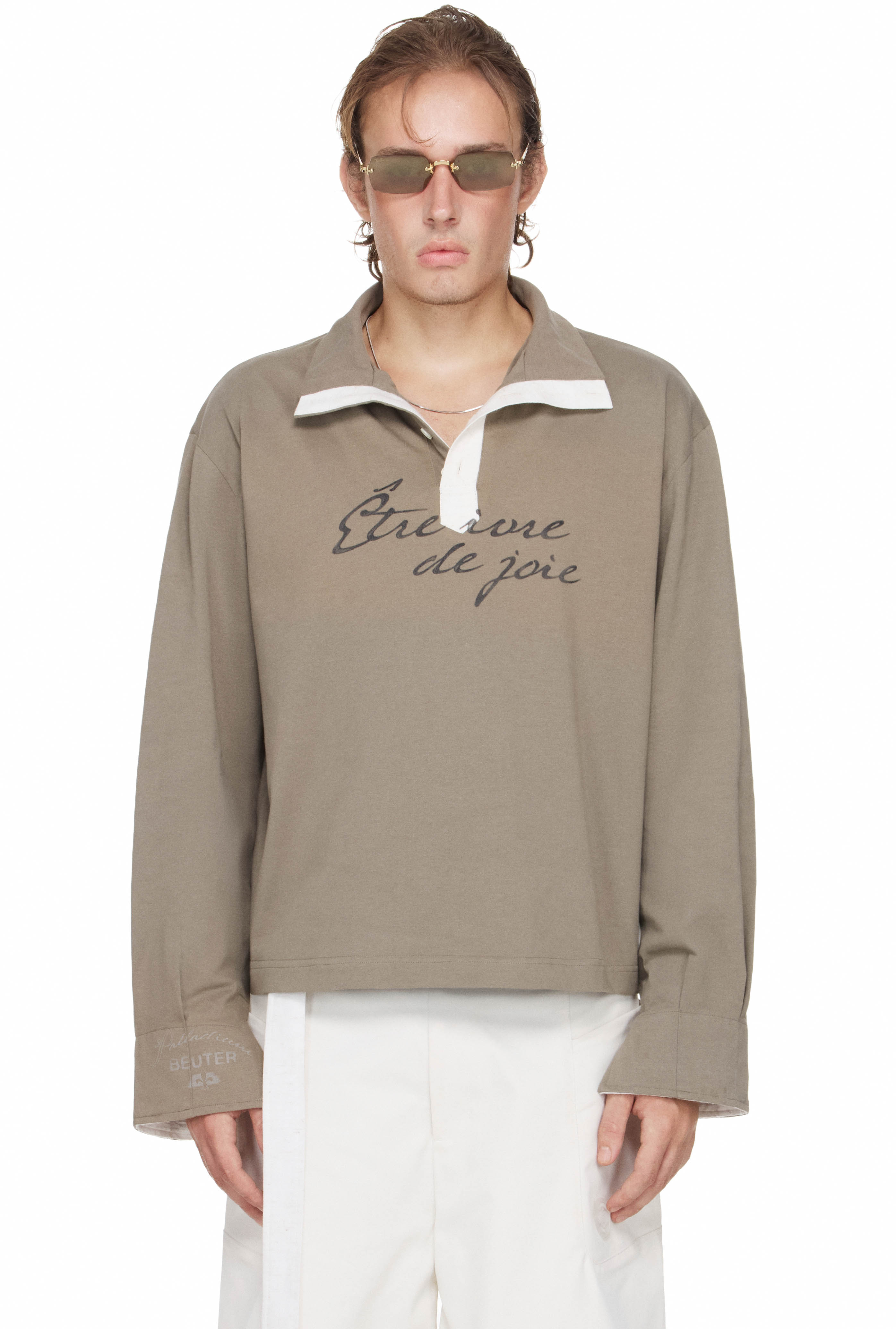 BEUTER® x PALLADIUM ‘Être ivre de joie’ LONG SLEEVE POLO - MOSS GREEN