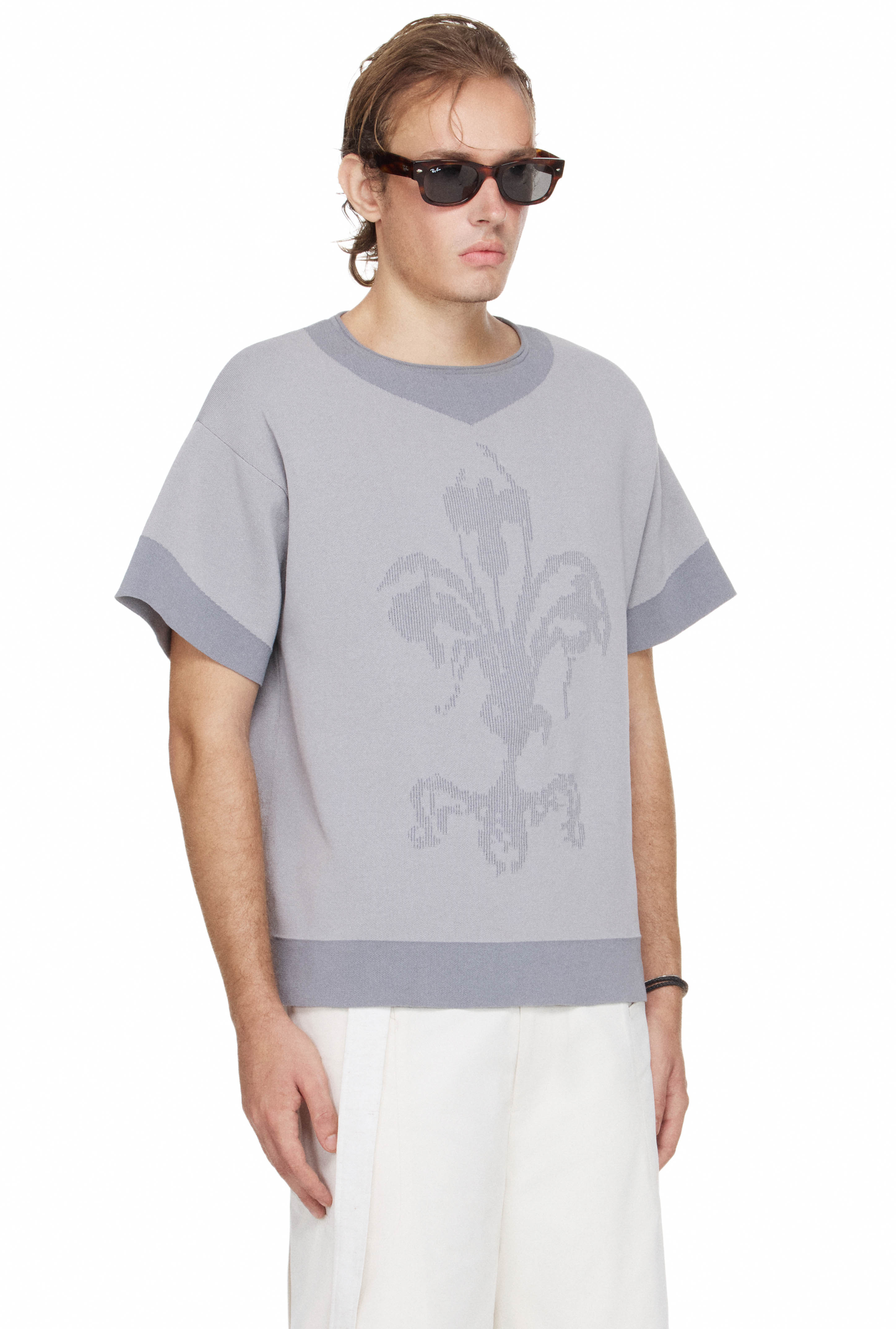 BEUTER® x PALLADIUM IRIS KNIT BOXY T-SHIRT - MUTED BLUE