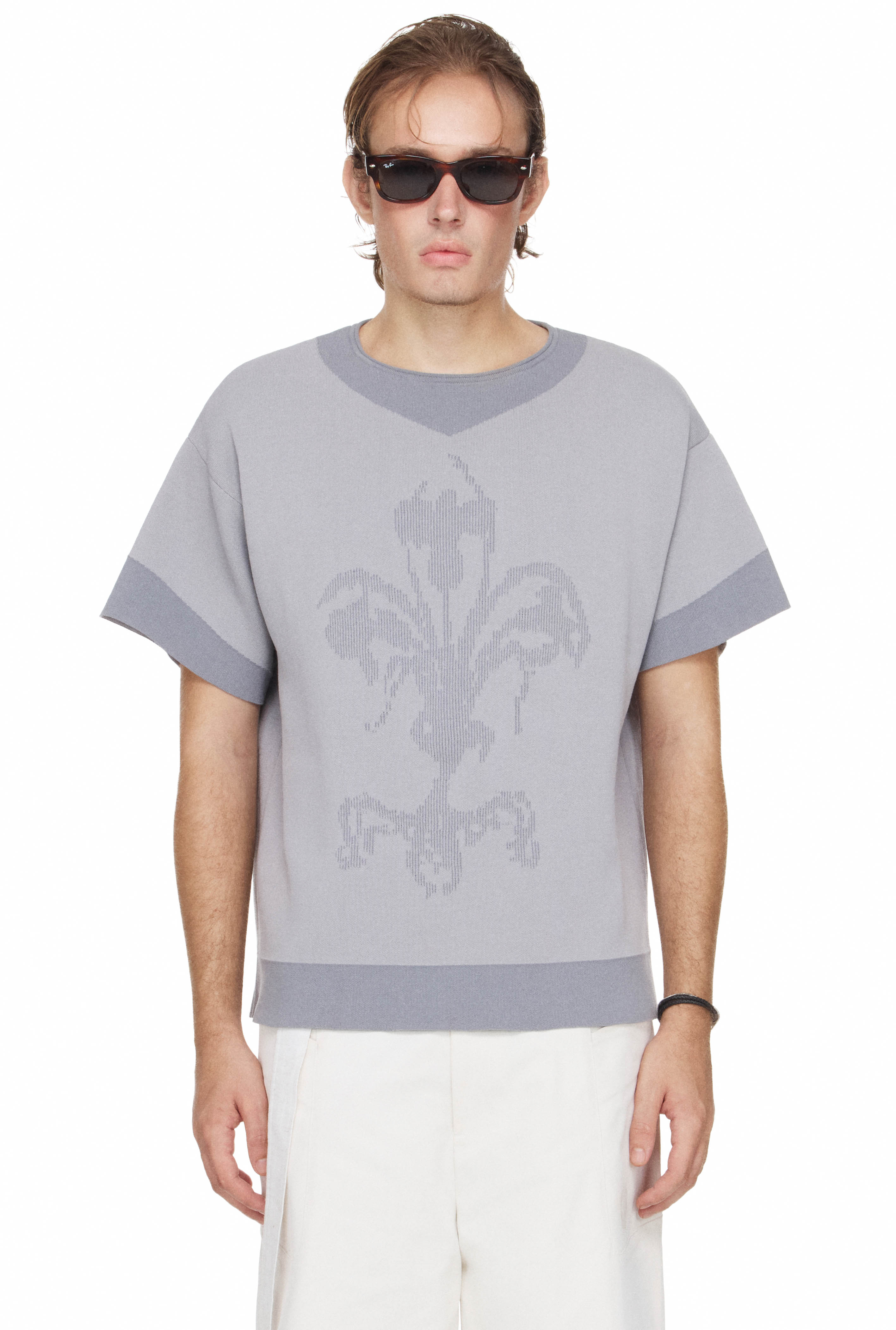 BEUTER® x PALLADIUM IRIS KNIT BOXY T-SHIRT - MUTED BLUE