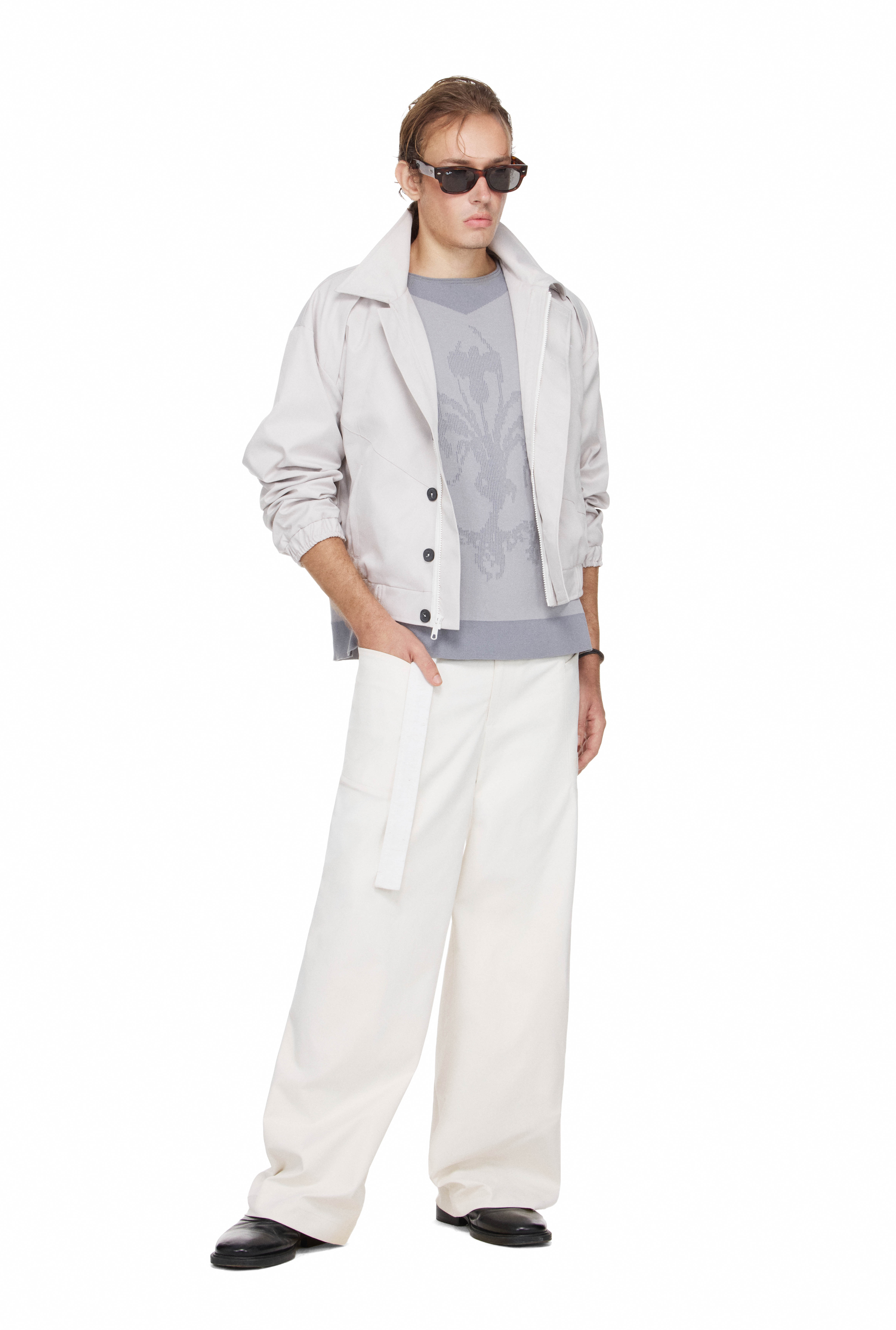 BEUTER® x PALLADIUM WAIST-STRAP PLEATED PANTS - IVORY WHITE