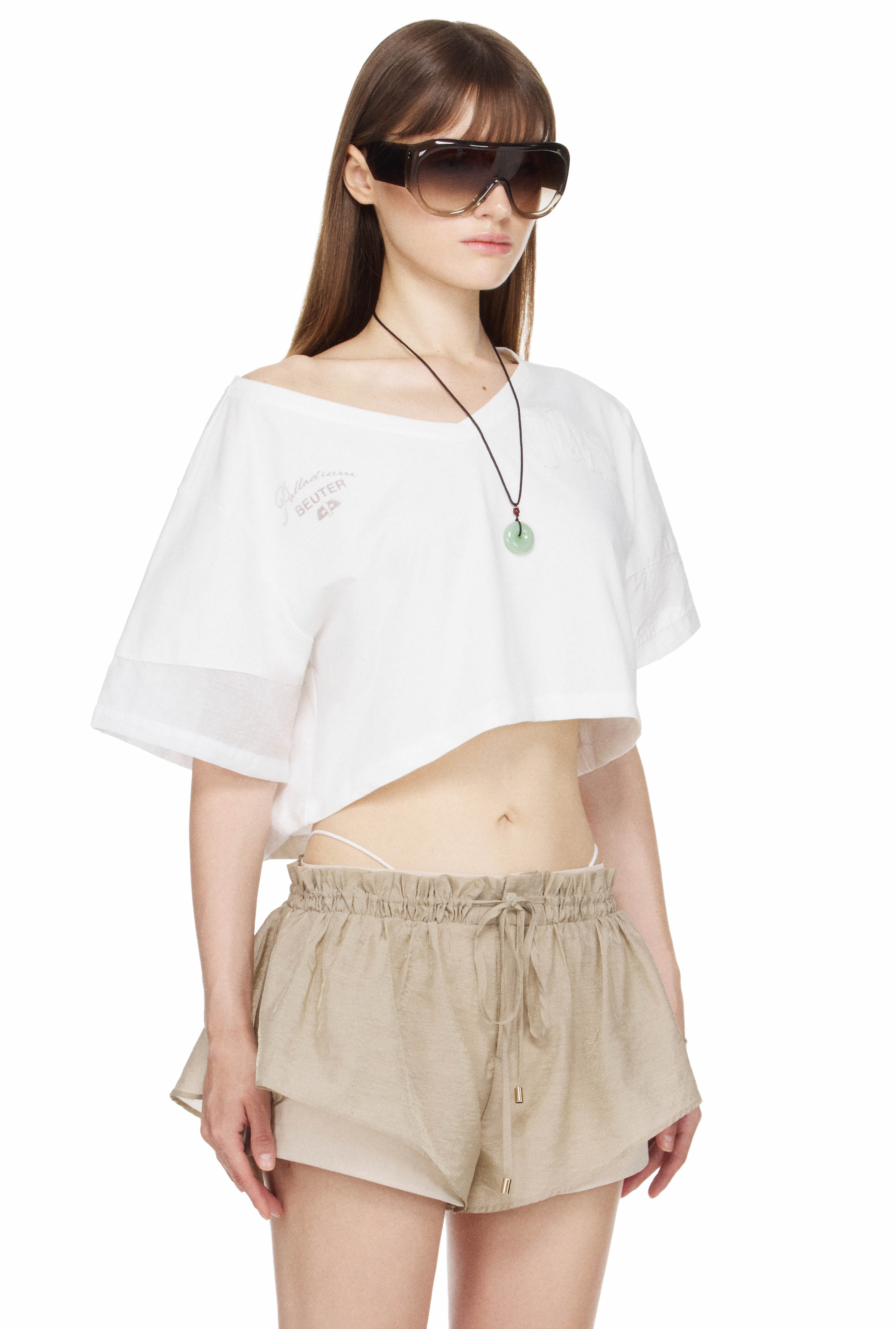 BEUTER® x PALLADIUM WMNS ‘JOIE’ CROPPED T-SHIRT - IVORY WHITE