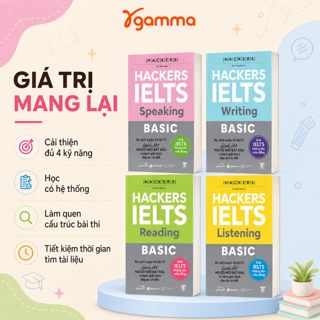 Combo 4 Cuốn Hackers IELTS Basic