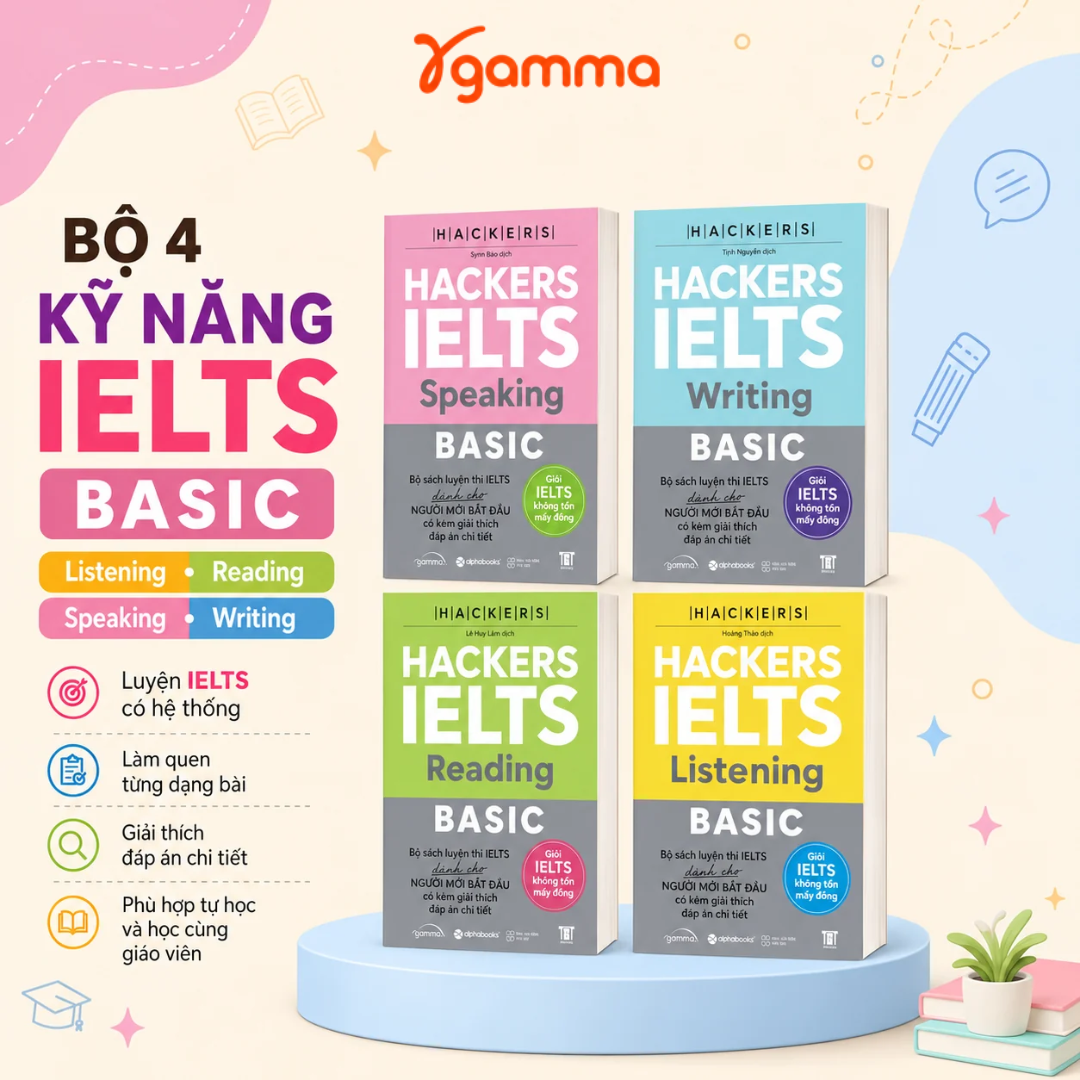 Combo 4 Cuốn Hackers IELTS Basic