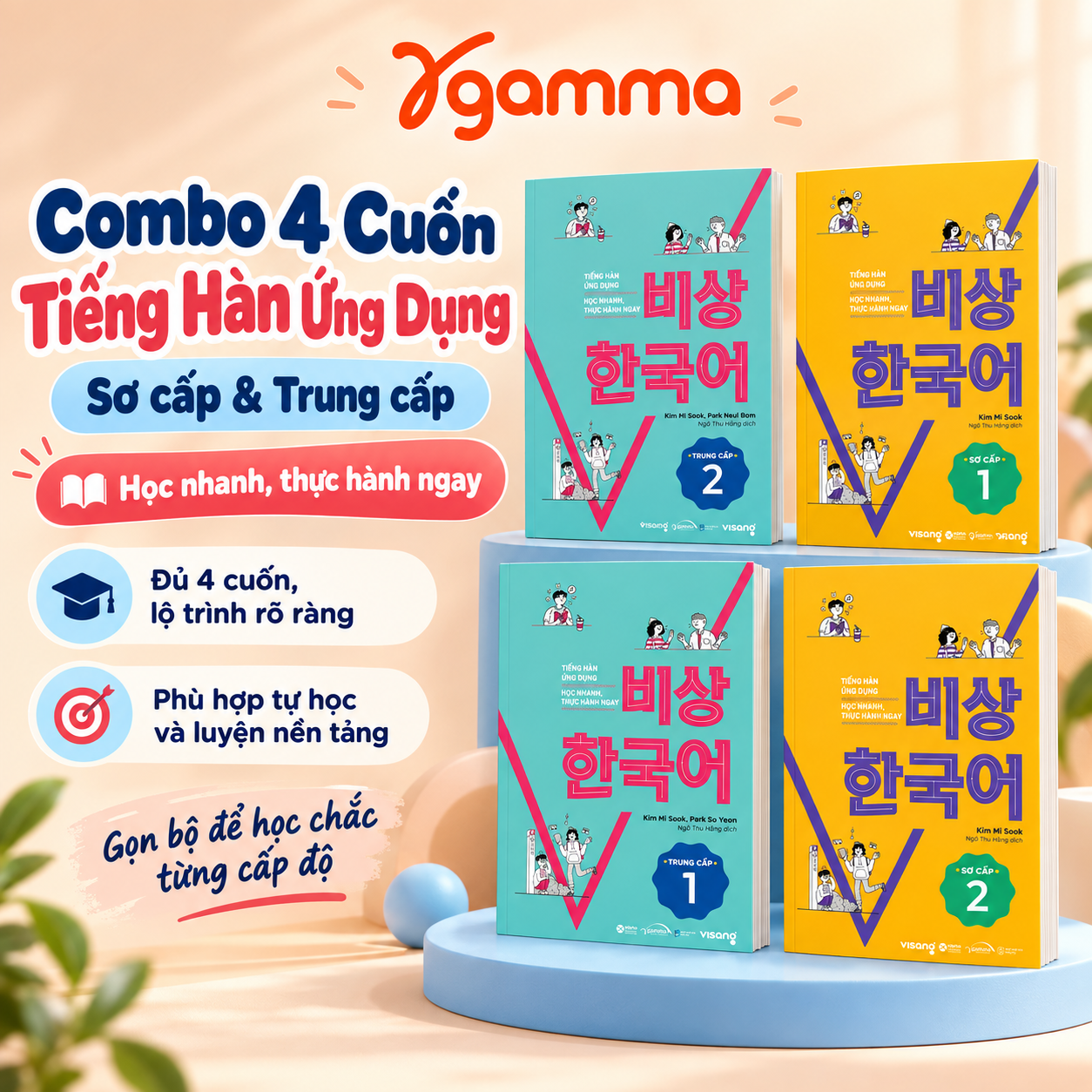 Combo 4 cuốn Tiếng Hàn Ứng Dụng - Học Nhanh, Thực Hành Ngay (Trọn Bộ 4 Cuốn: Sơ Cấp + Trung Cấp. Tái Bản)