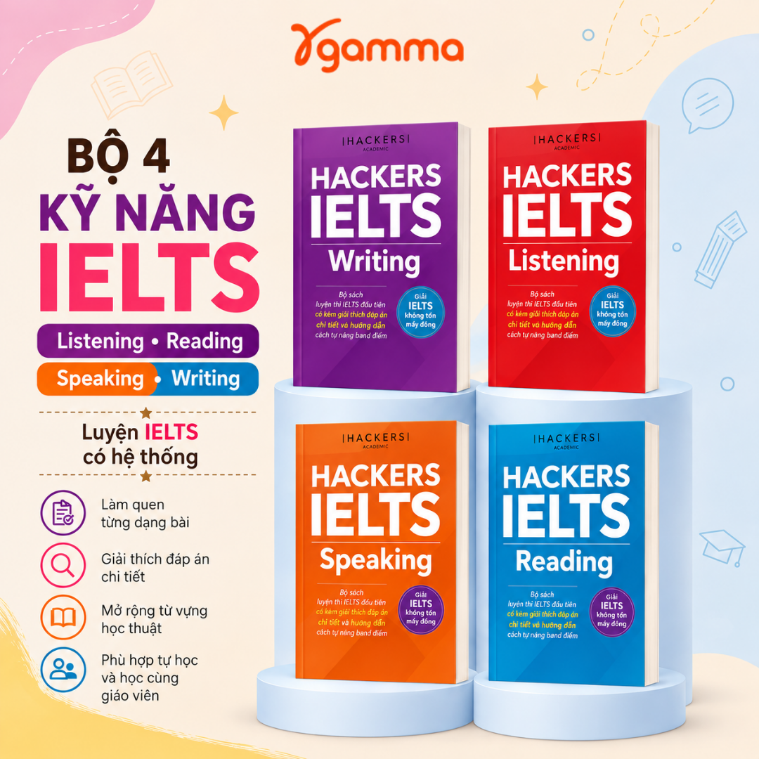 Combo Bộ 4 Cuốn Hackers IELTS (Target 6.5+)