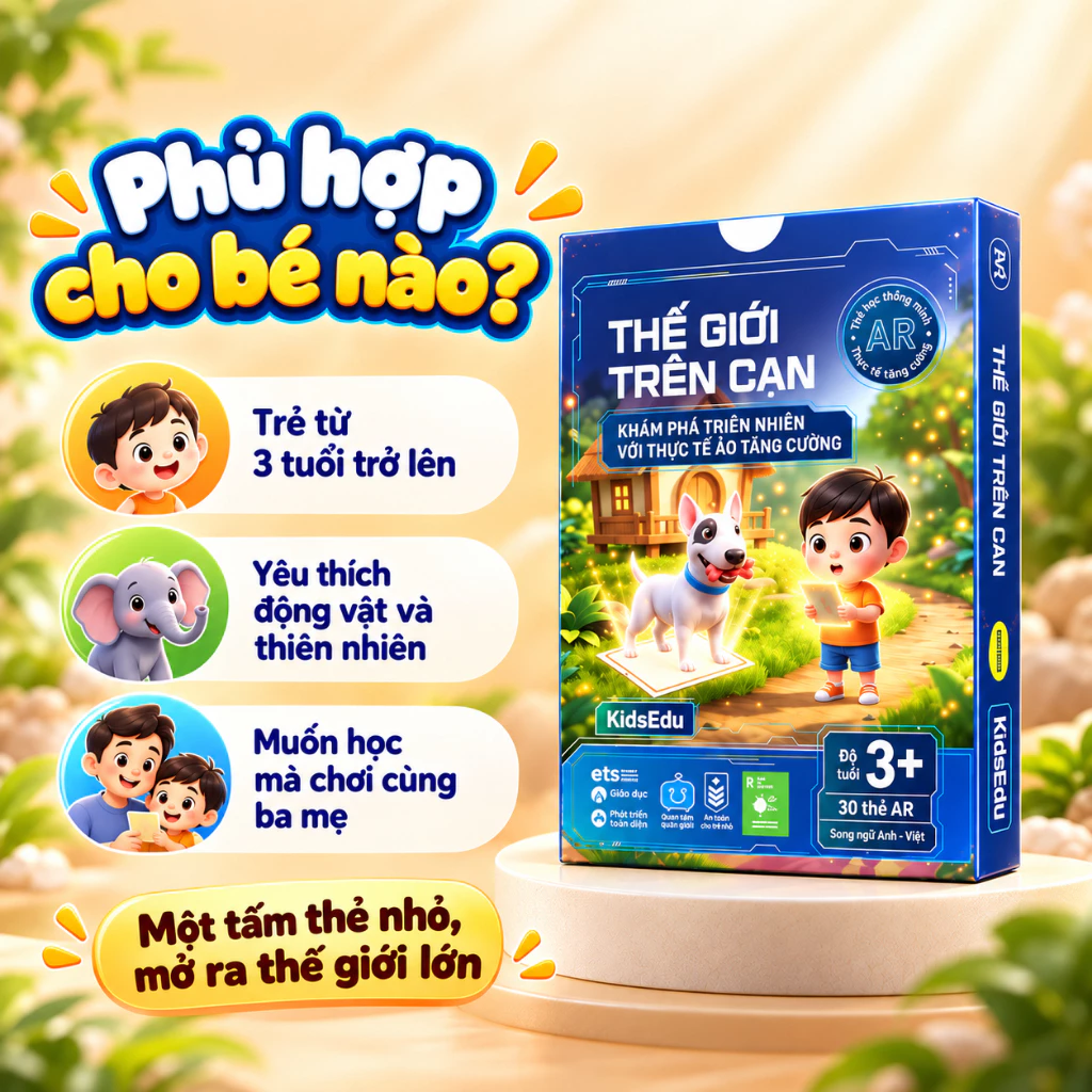 Thẻ Học Thông Minh AR Thế Giới Trên Cạn - Bộ Thẻ Tương Tác Thực Tế Ảo Giúp Trẻ Học Tiếng Anh Song Ngữ Và Khám Phá Động Vật