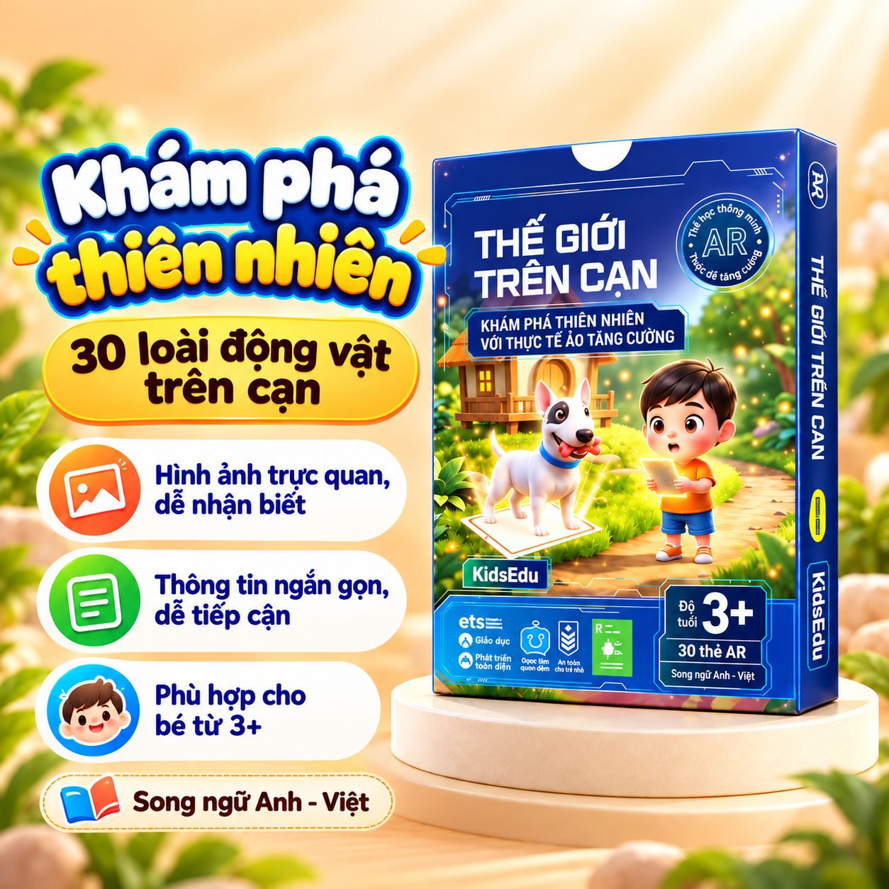 Thẻ Học Thông Minh AR Thế Giới Trên Cạn - Bộ Thẻ Tương Tác Thực Tế Ảo Giúp Trẻ Học Tiếng Anh Song Ngữ Và Khám Phá Động Vật