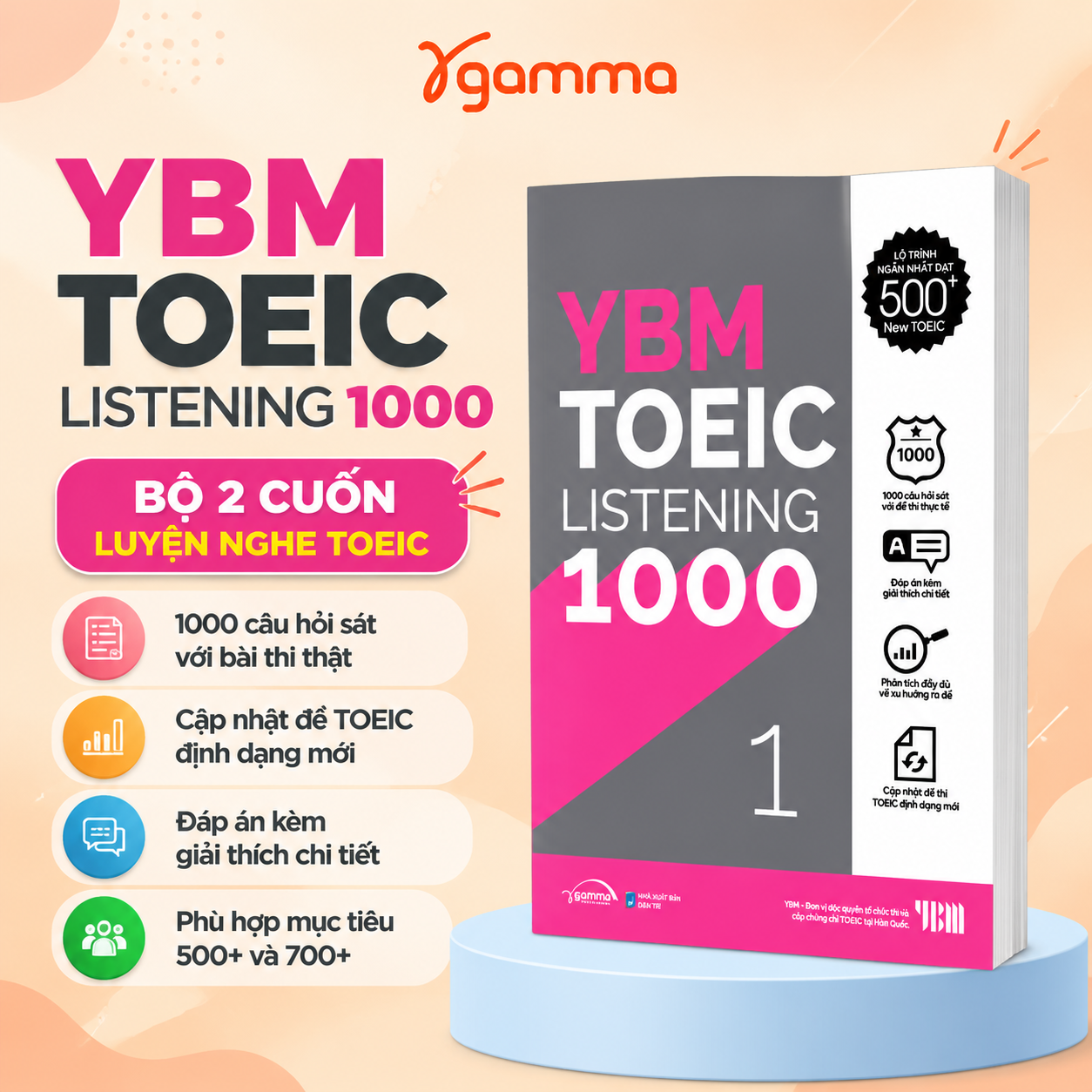 YBM TOEIC Listening 1000 Vol 1 - Lộ Trình Ngắn Nhất Đạt 500+ New TOEIC