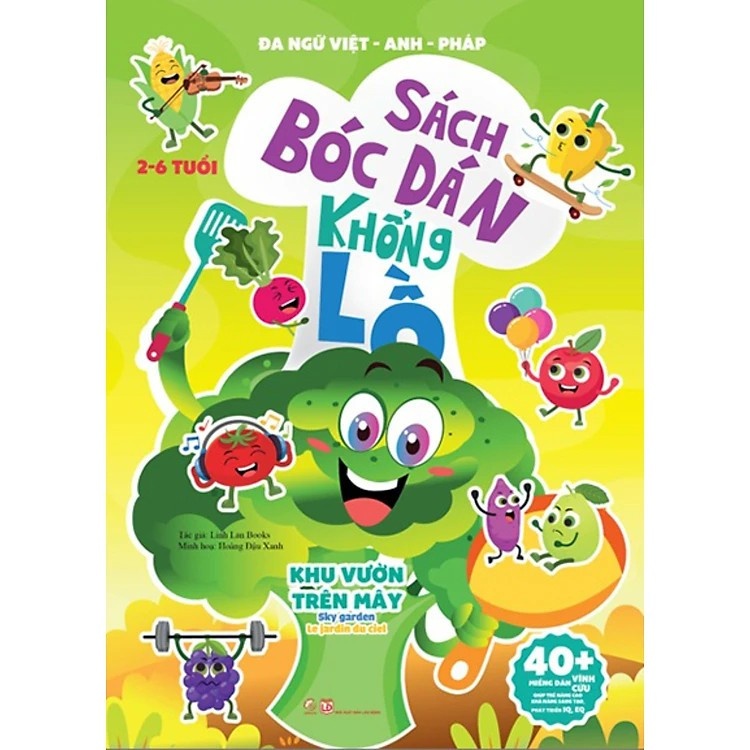 Sách Bóc dán khổng lồ - Khu vườn trên mây - Đa ngữ Việt - Anh - Pháp - 40+ miếng dán vĩnh cửu. - - LINHLANBOOKS - Sách Mẹ và bé