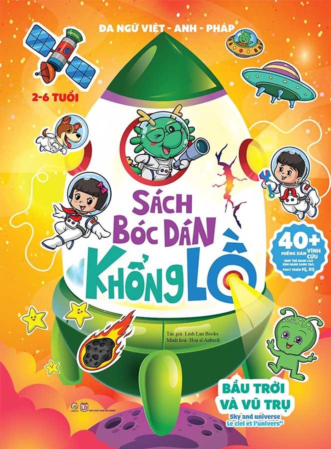 Sách Bóc dán khổng lồ - Bầu trời và vũ trụ - Đa ngữ Việt - Anh - Pháp - 40+ miếng dán vĩnh cửu - - LINHLANBOOKS - Sách Mẹ và bé