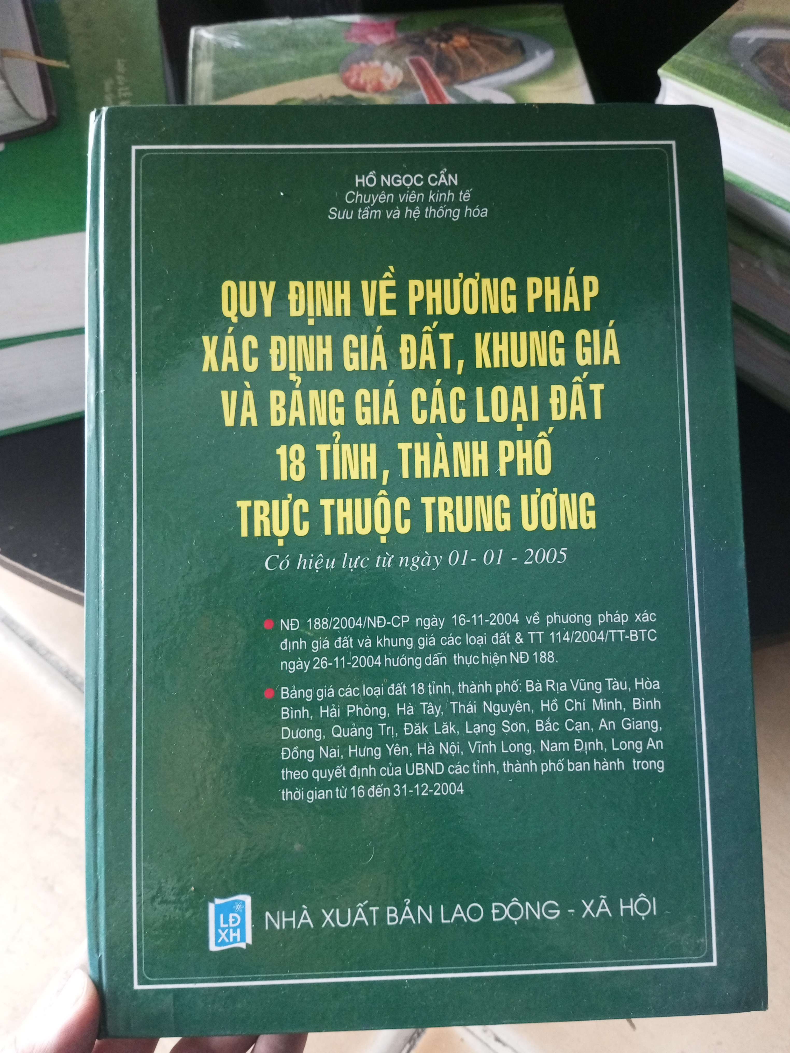 Quy định về phương pháp xác định giá đất, khung giá và bảng giá các loại đất 18 tỉnh thành phố trực thuộc Trung ương - Ngọc Cần 2005 VAVO-A0