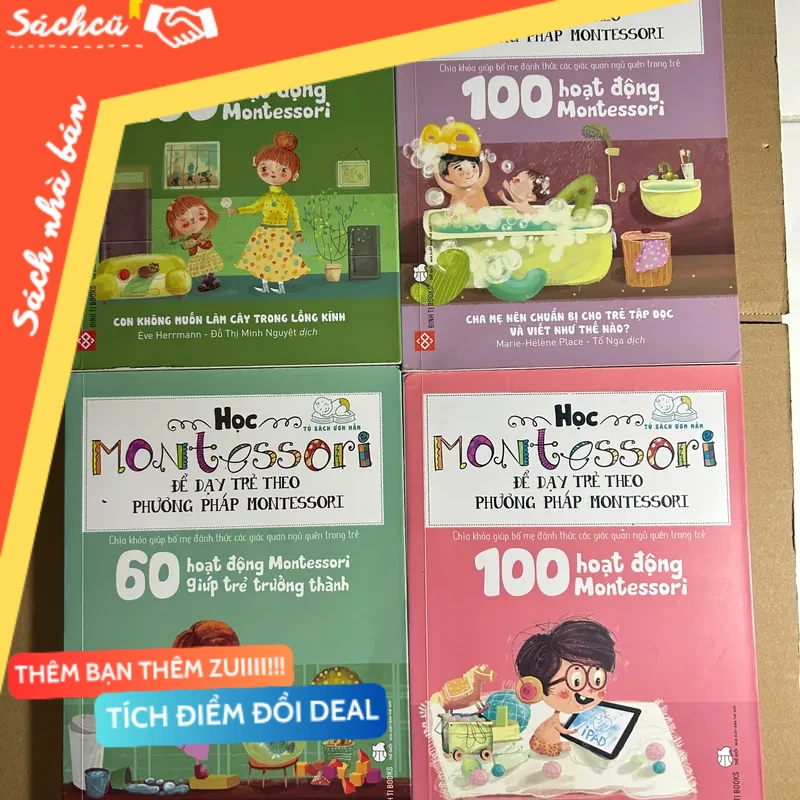 100 hoạt động Montessori bộ 4 quyển mới 80% (Sách làm cha mẹ) DTML