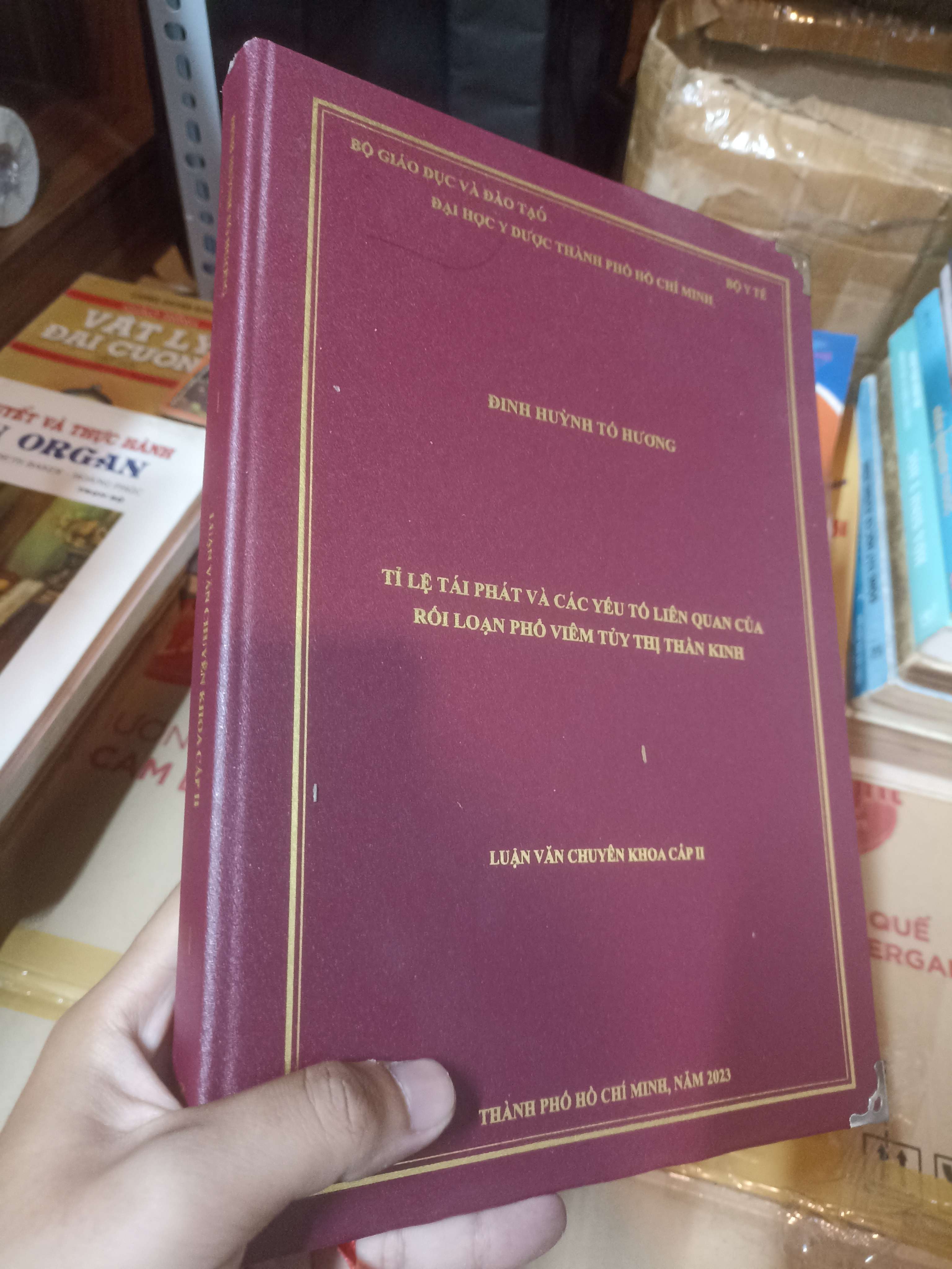 TỈ LỆ TÁI PHÁT VÀ CÁC YẾU TỐ LIÊN QUAN CỦA RỐI LOẠN PHỔ VIÊM TỦY THẦN KINH Author: ĐINH HUỲNH TÔ HƯƠNGTỈ LỆ TÁI PHÁT VÀ CÁC YẾU TỐ LIÊN QUAN CỦA RỐI LOẠN PHỔ VIÊM TÙY THỊ THẦN KINH - ĐINH HUỲNH TỐ HƯƠNG (Sách giáo khoa - giáo trình) NSX