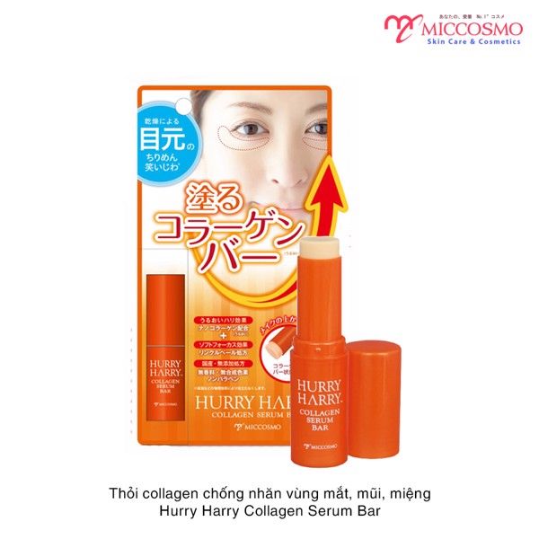 Thỏi serum Collagen chống nhăn vùng mắt mũi miệng Hurry Harry Collagen Serum Bar 40g