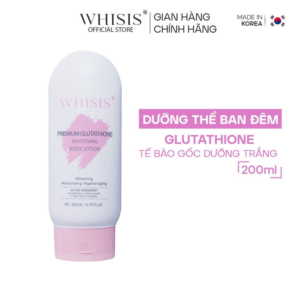 Kem dưỡng thể tế bào gốc, dưỡng trắng da ban đêm  Whisis Premium Glutathione Whitening Body Lotion