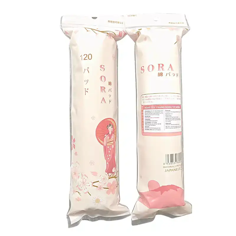 Bông tẩy trang chất cotton mềm mịn, không xơ bông Sora 120 miếng